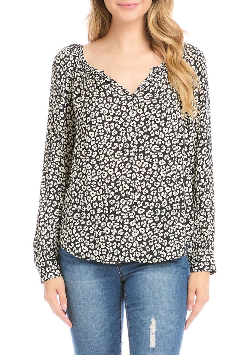 Womens Long Sleeve Peasant Top
