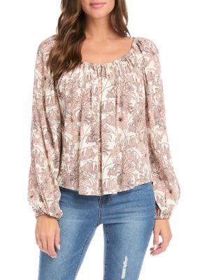 Women's Blouson Sleeve Peasant Top