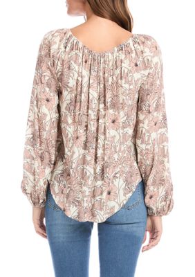 Women's Blouson Sleeve Peasant Top