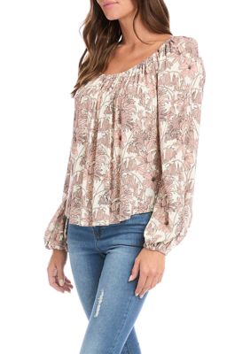 Women's Blouson Sleeve Peasant Top