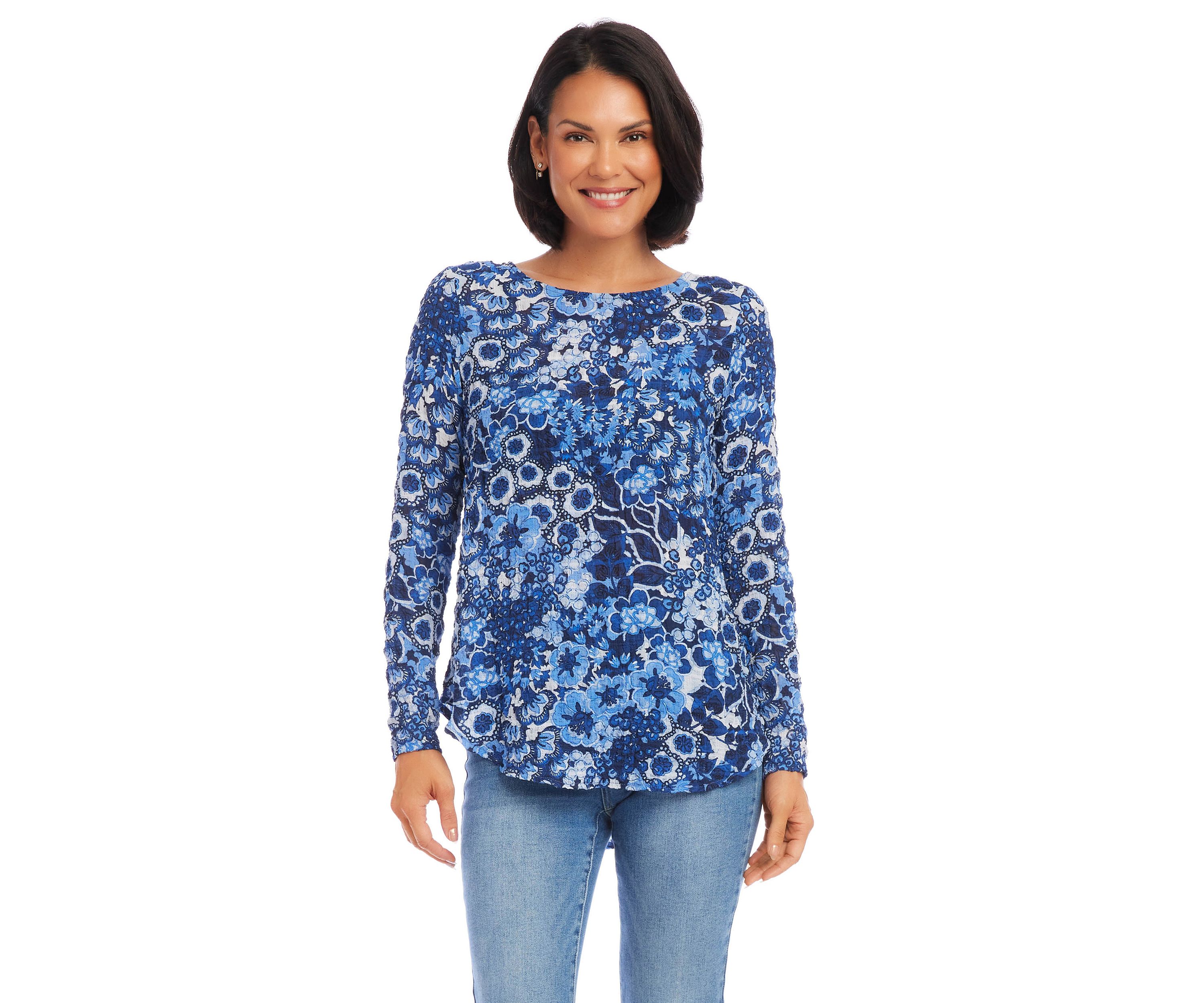 Womens Long Sleeve Shirttail Top