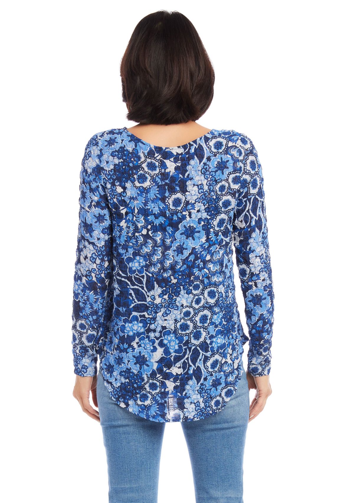 Womens Long Sleeve Shirttail Top