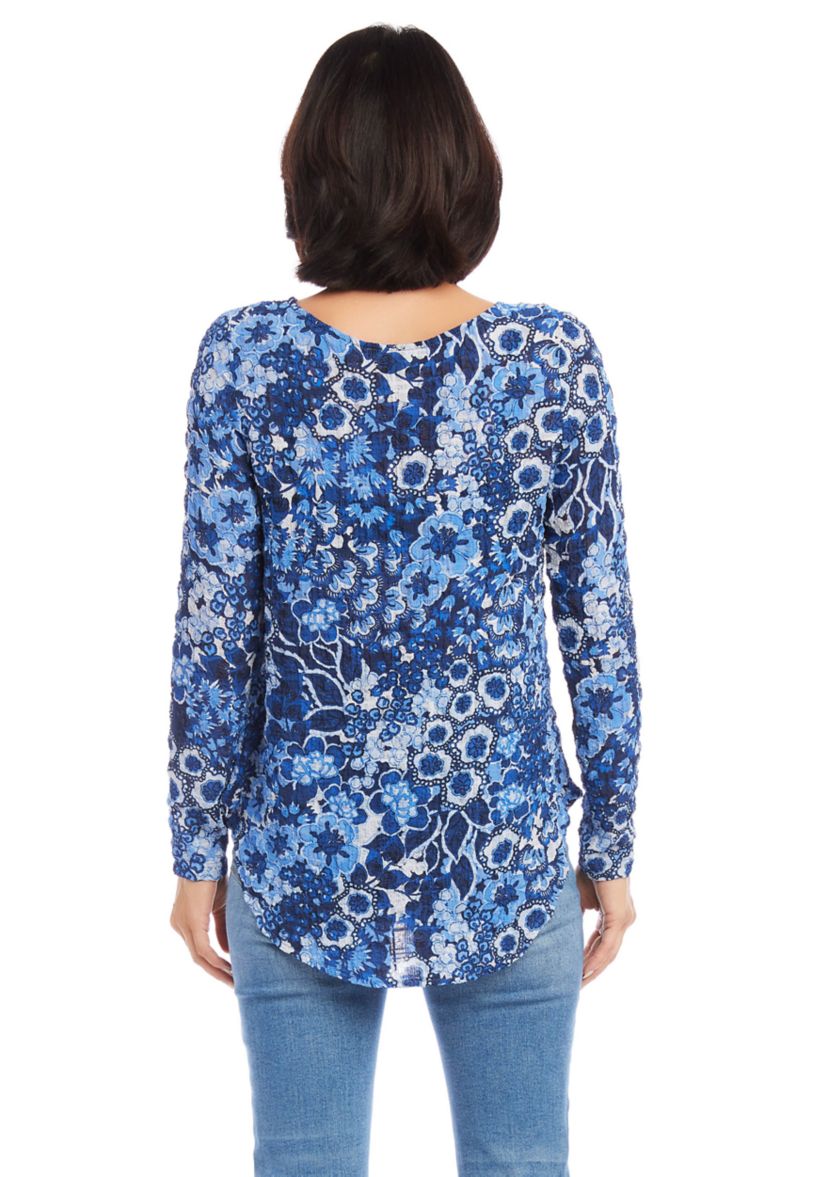 Womens Long Sleeve Shirttail Top