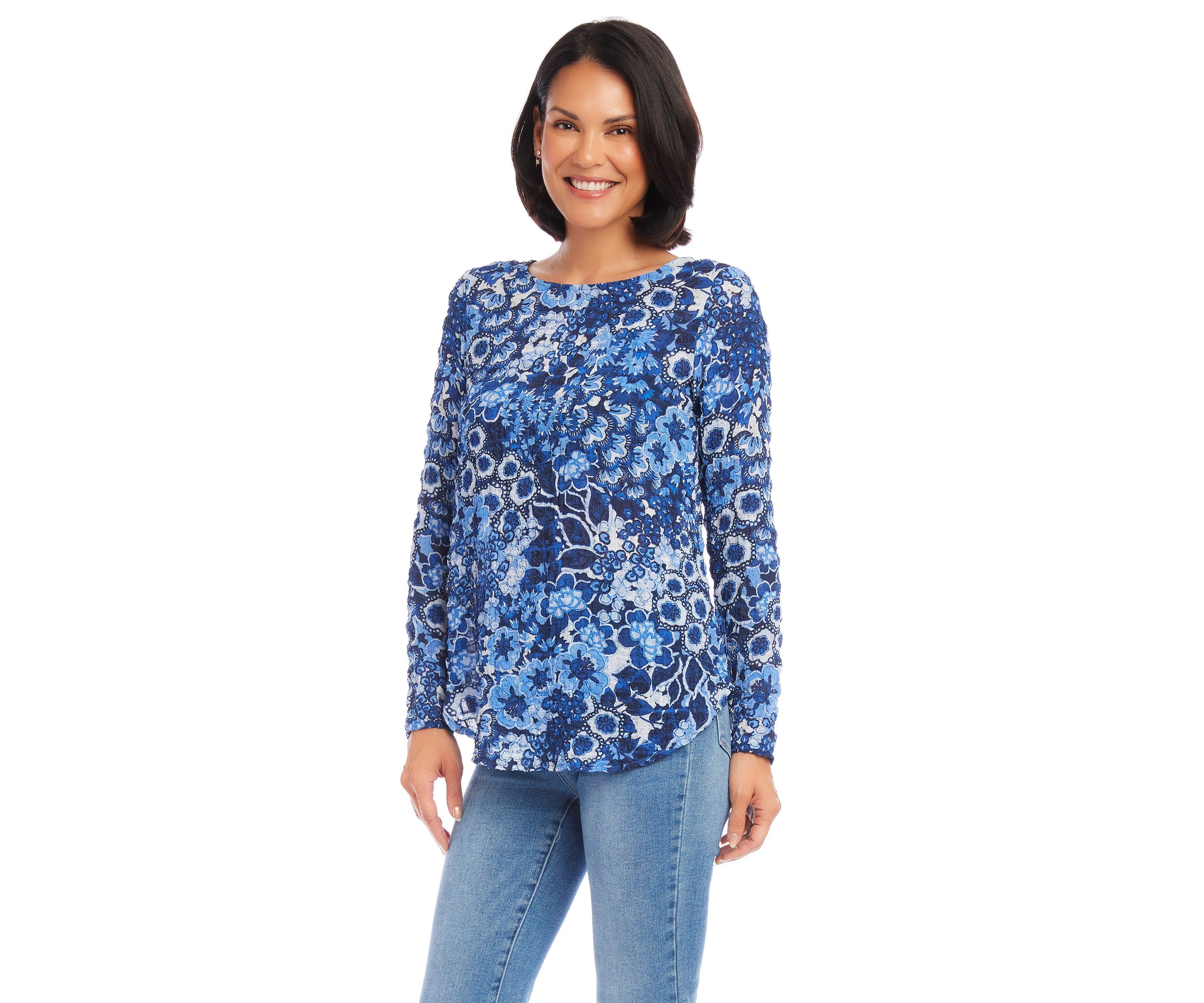 Womens Long Sleeve Shirttail Top