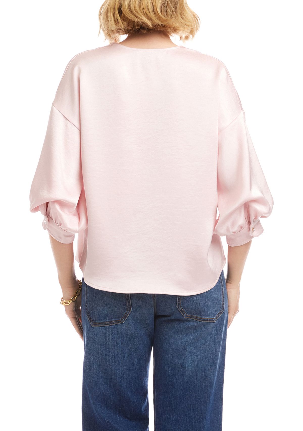 Womens Lantern Sleeve Satin Top 
