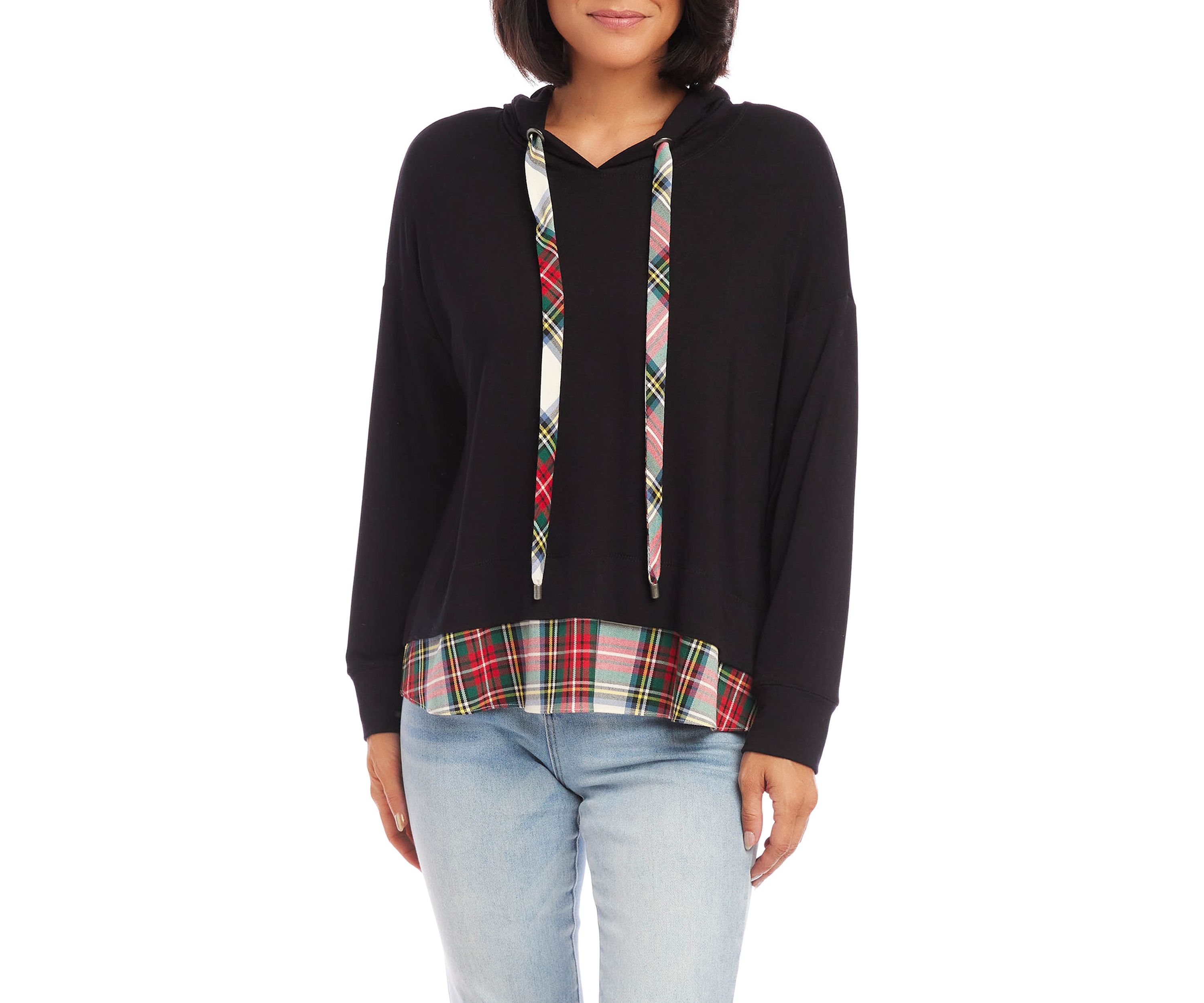 Womens Contrast Hem Hoodie