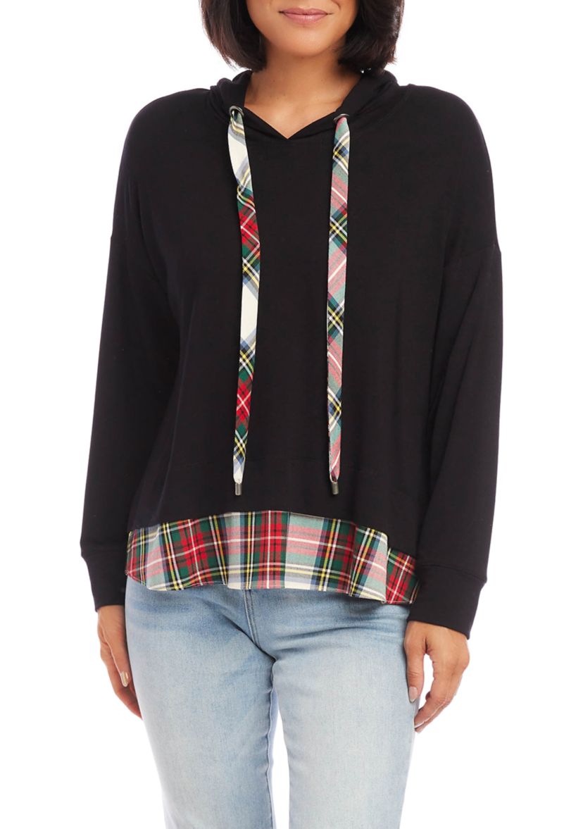 Womens Contrast Hem Hoodie