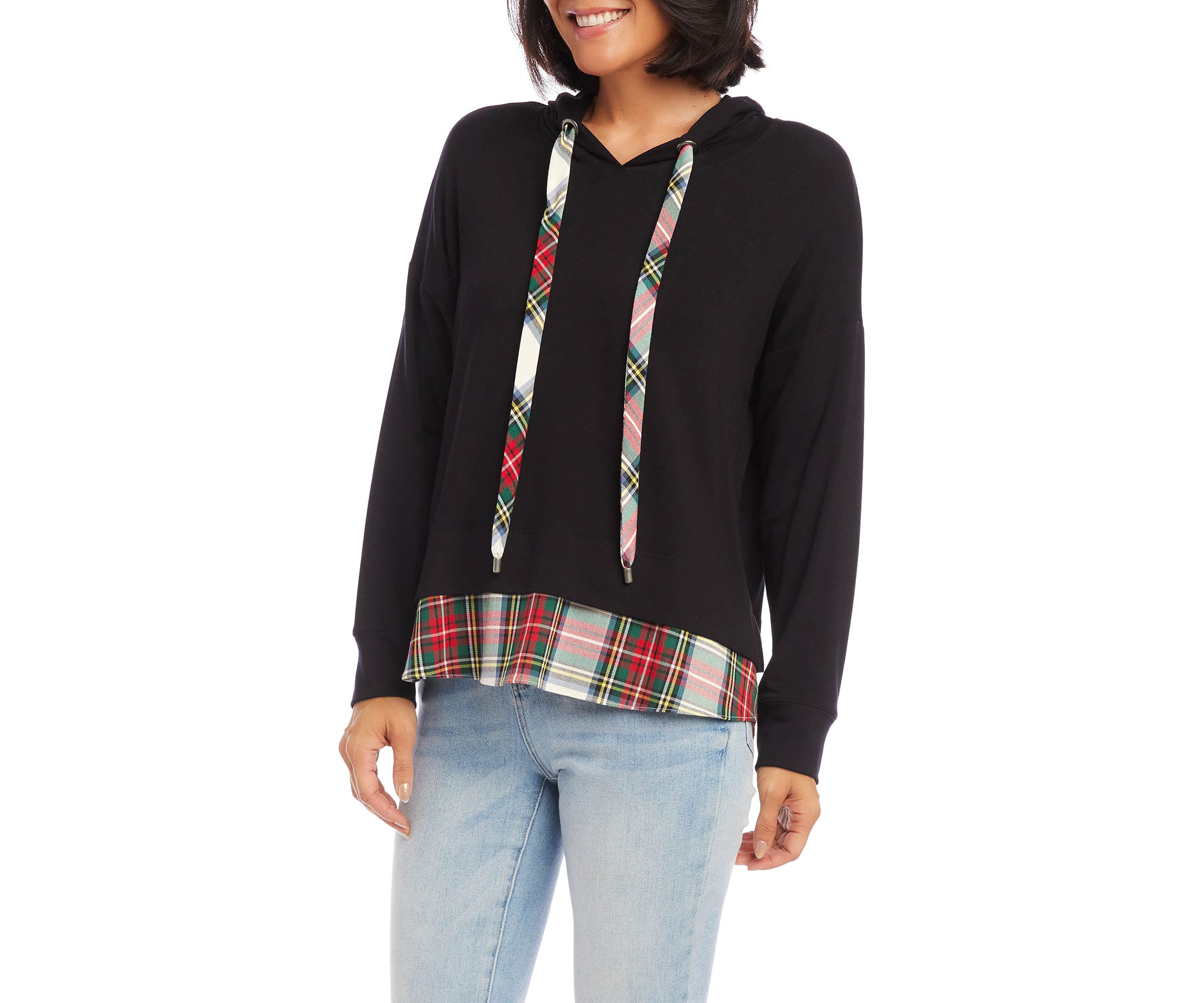 Womens Contrast Hem Hoodie