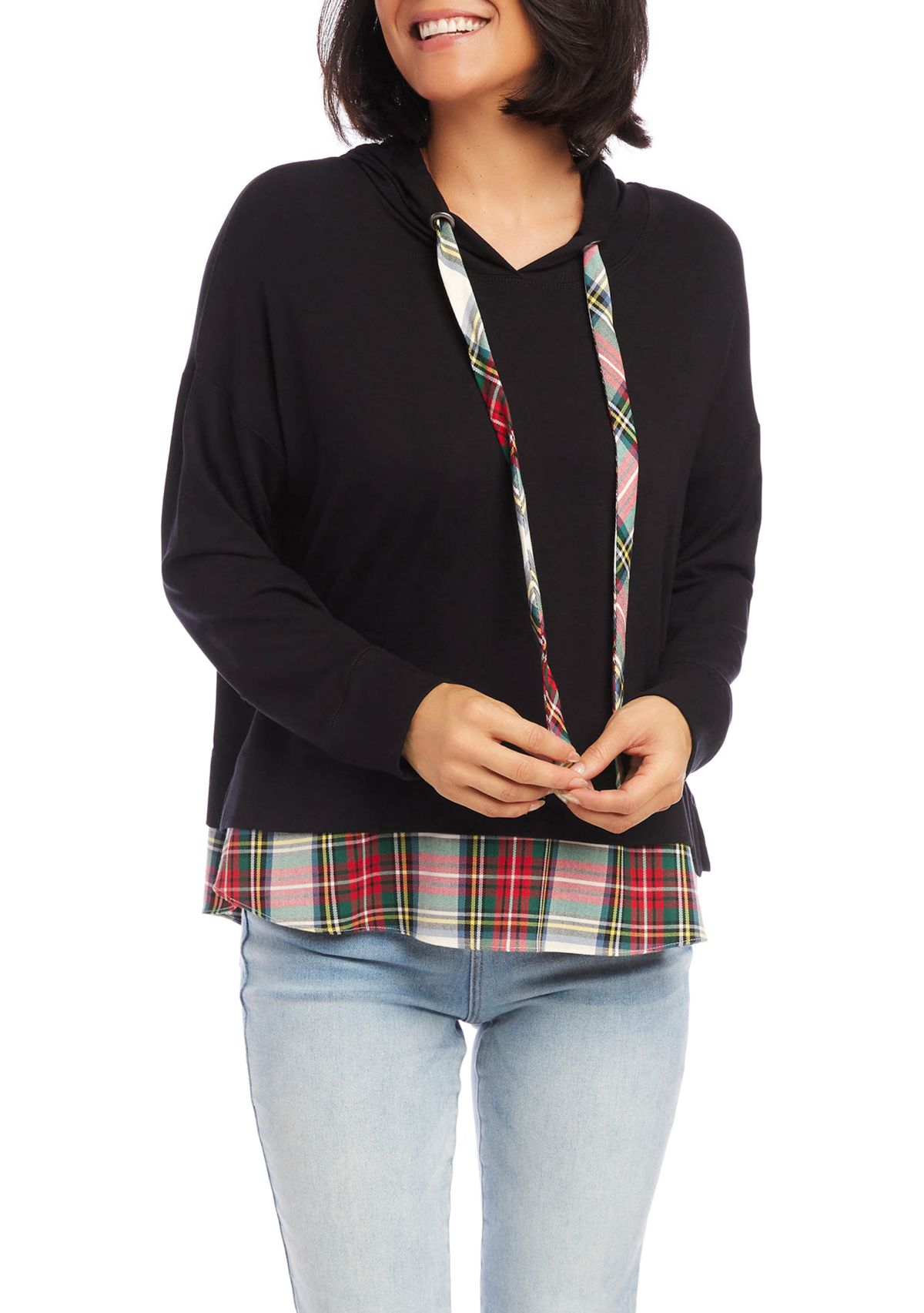 Womens Contrast Hem Hoodie