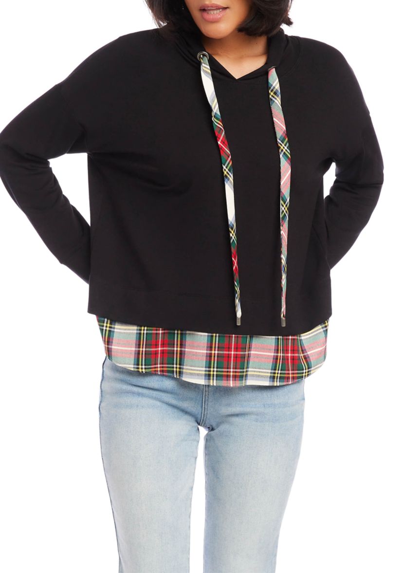 Womens Contrast Hem Hoodie