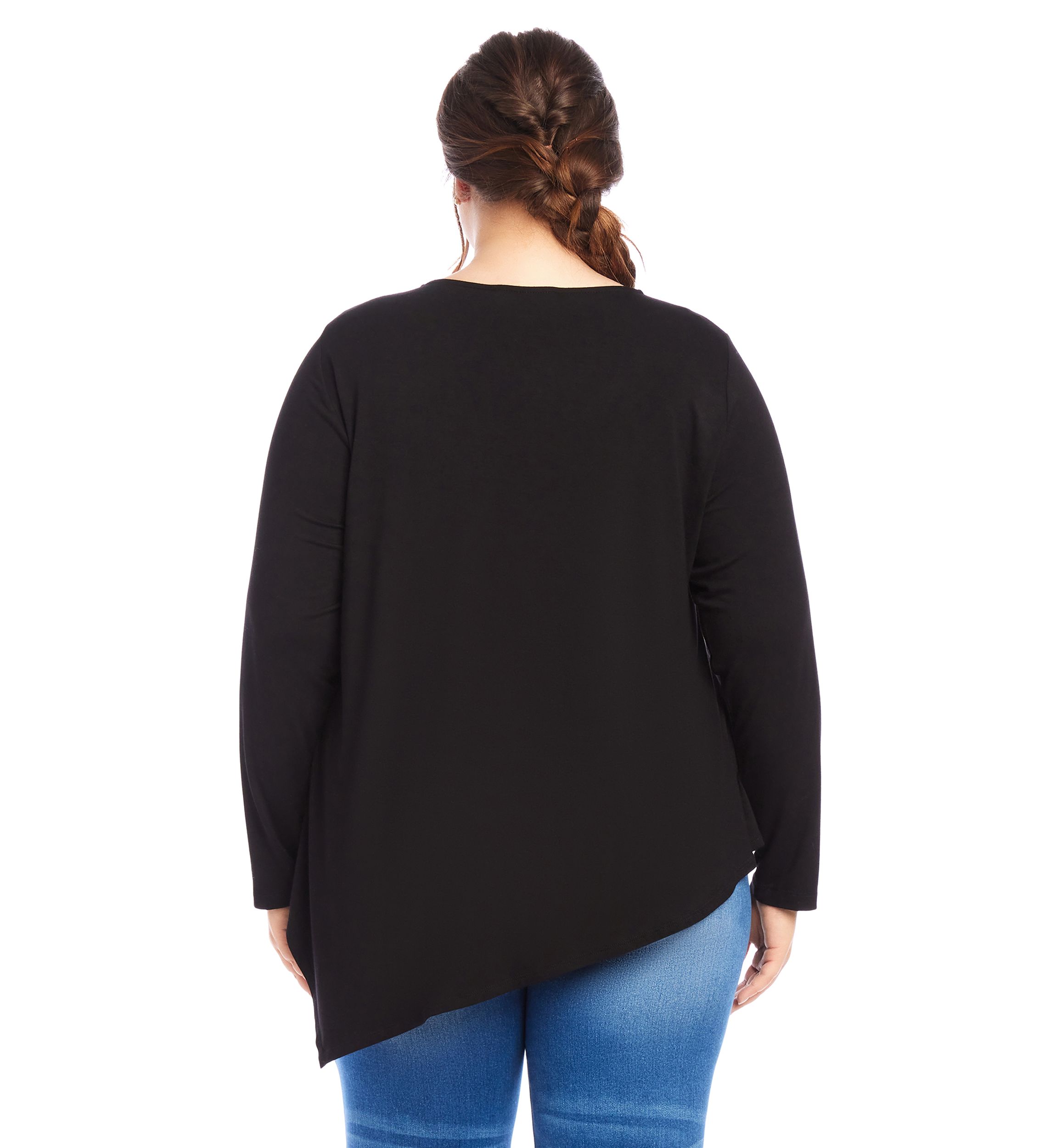 Plus Size Embellished Asymmetric Top