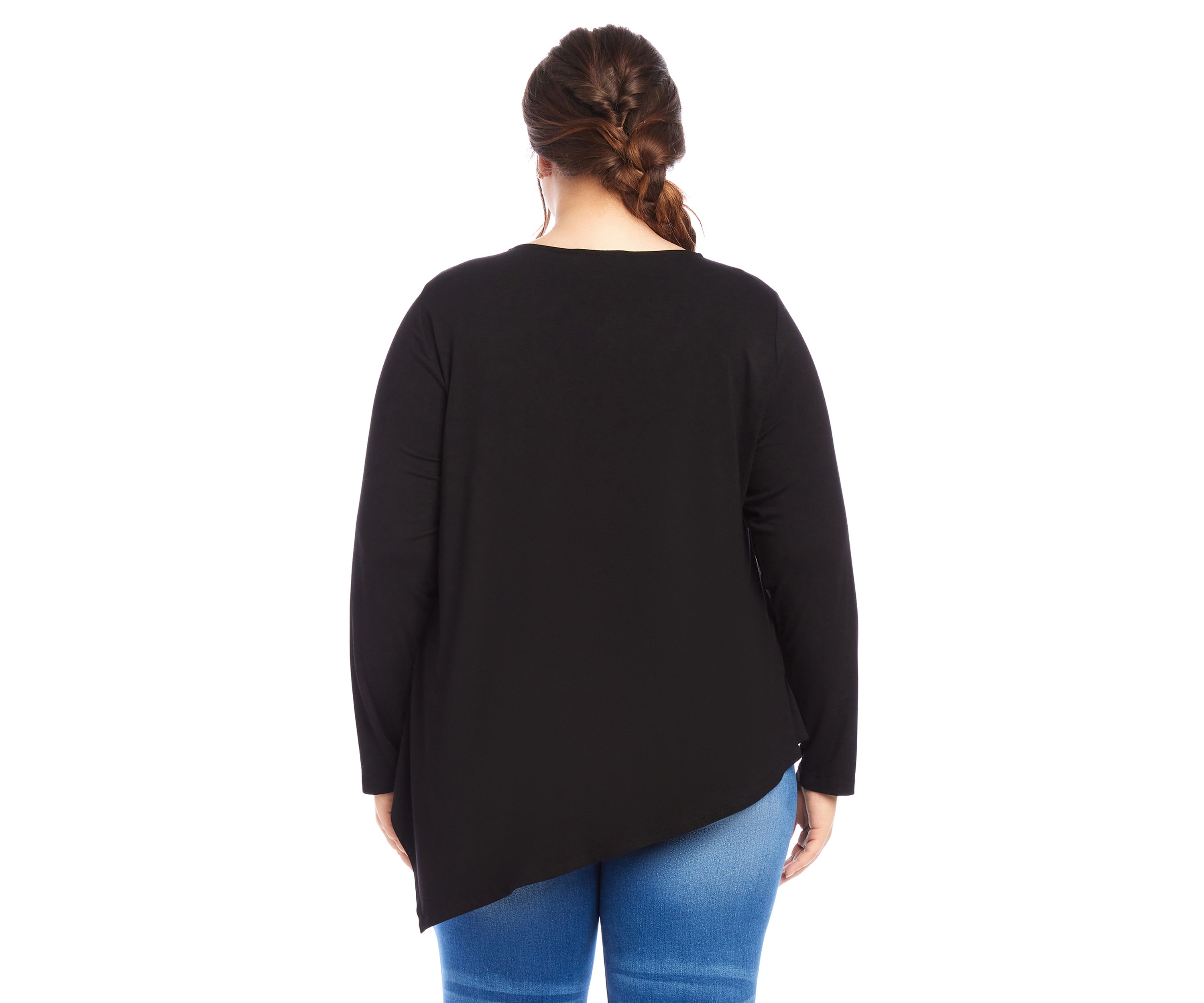 Plus Size Embellished Asymmetric Top