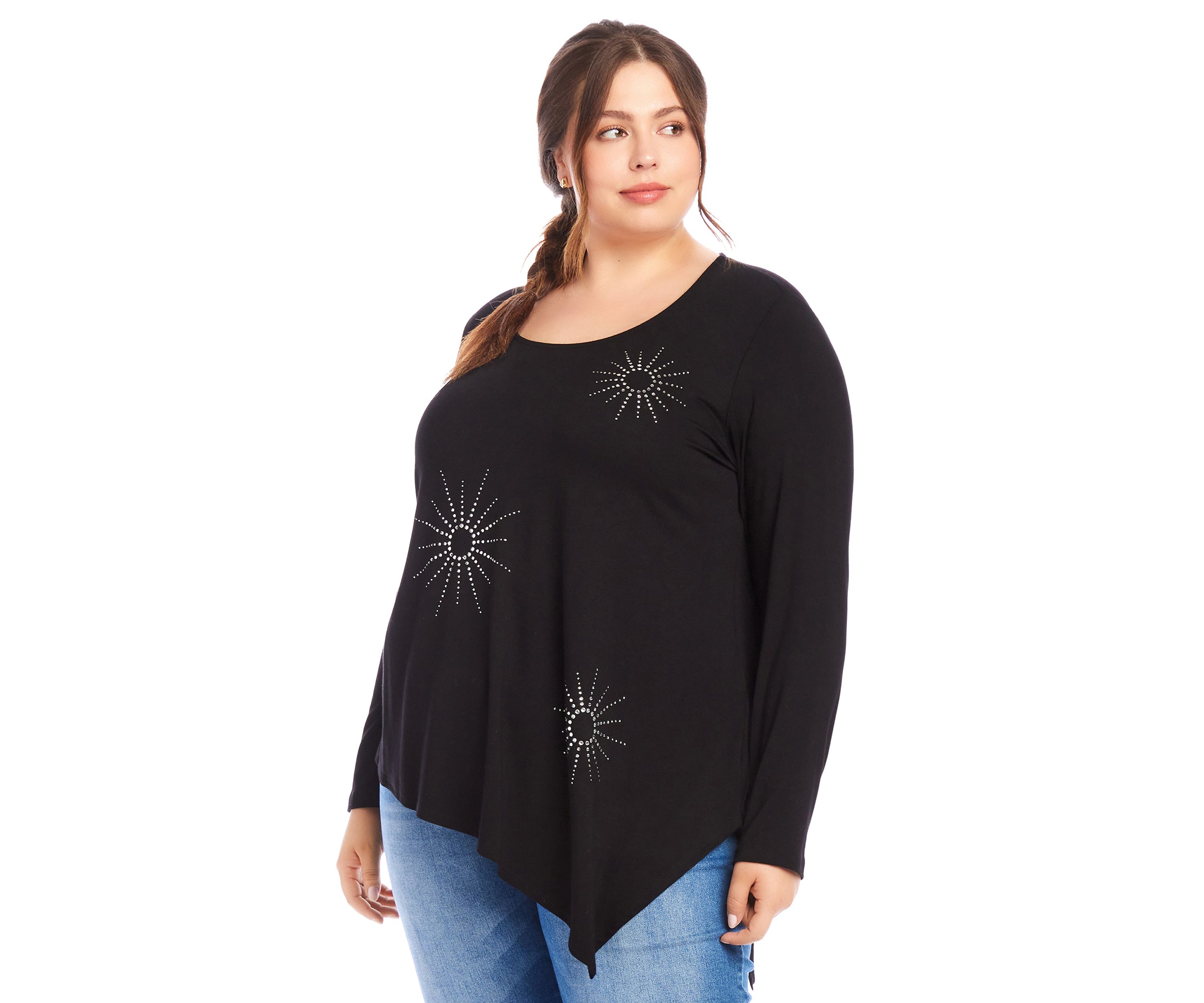 Plus Size Embellished Asymmetric Top