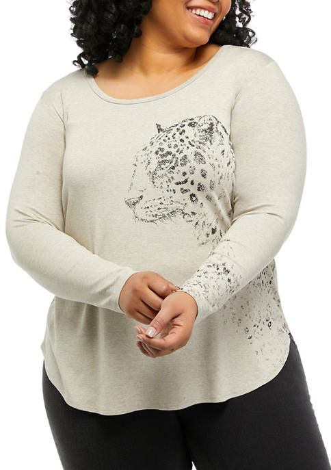 Karen Kane Plus Size Cheetah Shirttail Top