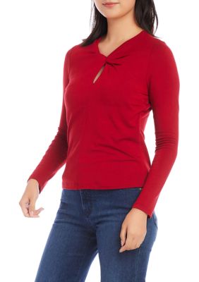 Women's Twist Neck Keyhole Top