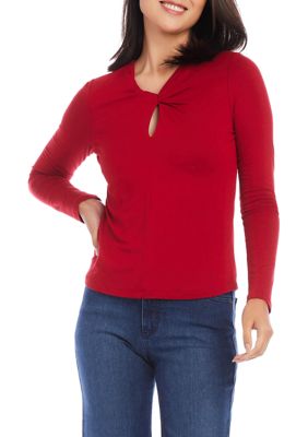 Women's Twist Neck Keyhole Top