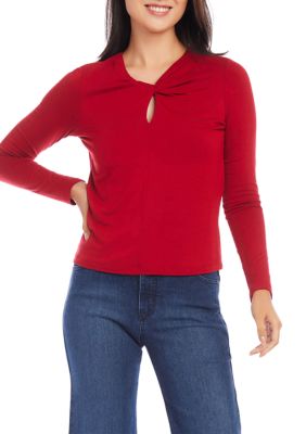 Women's Twist Neck Keyhole Top