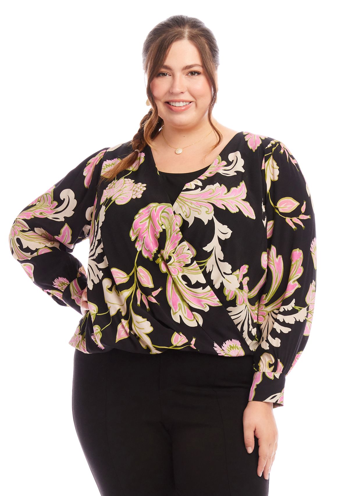 Plus Size Drape Front Top