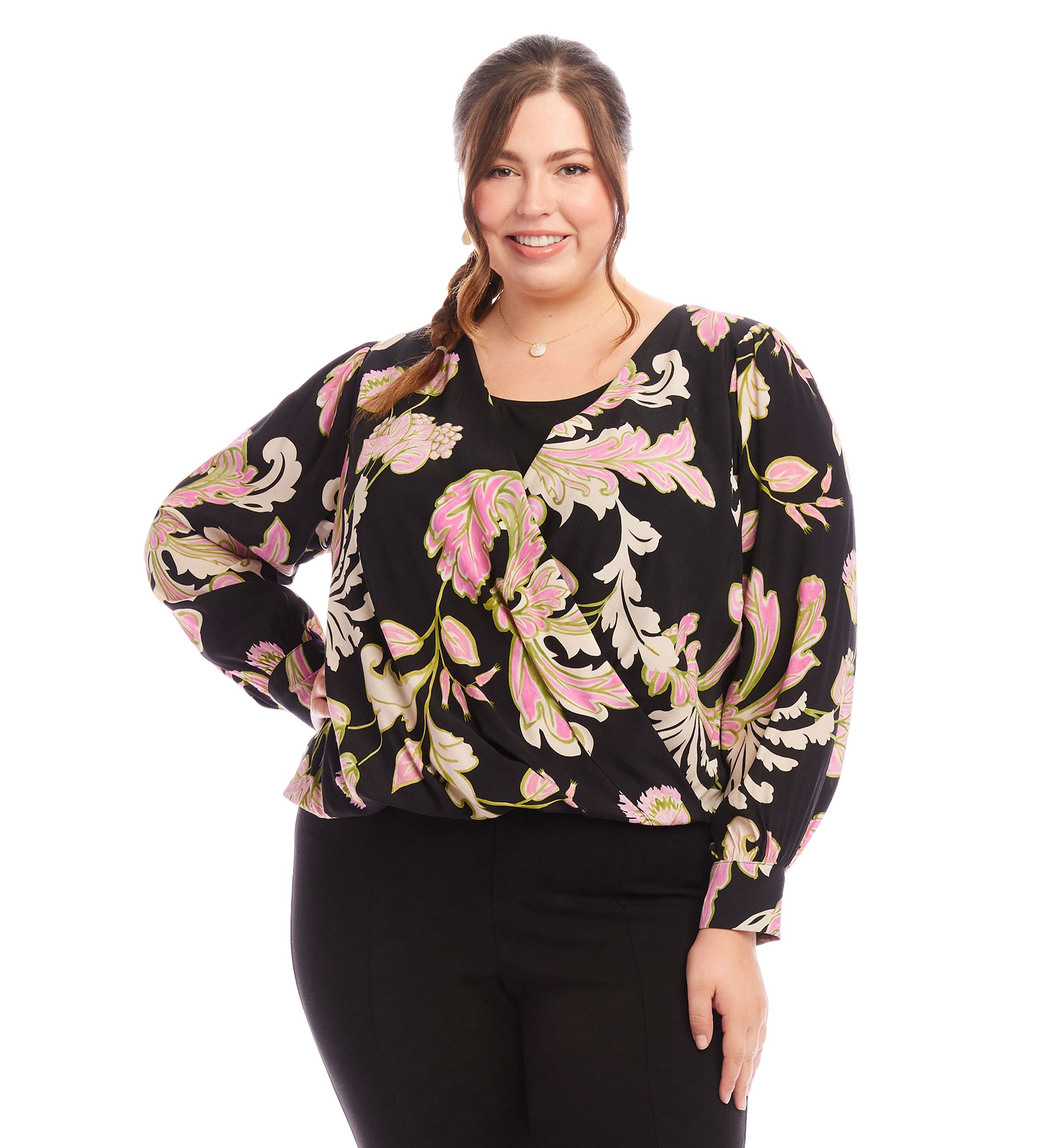 Plus Size Drape Front Top