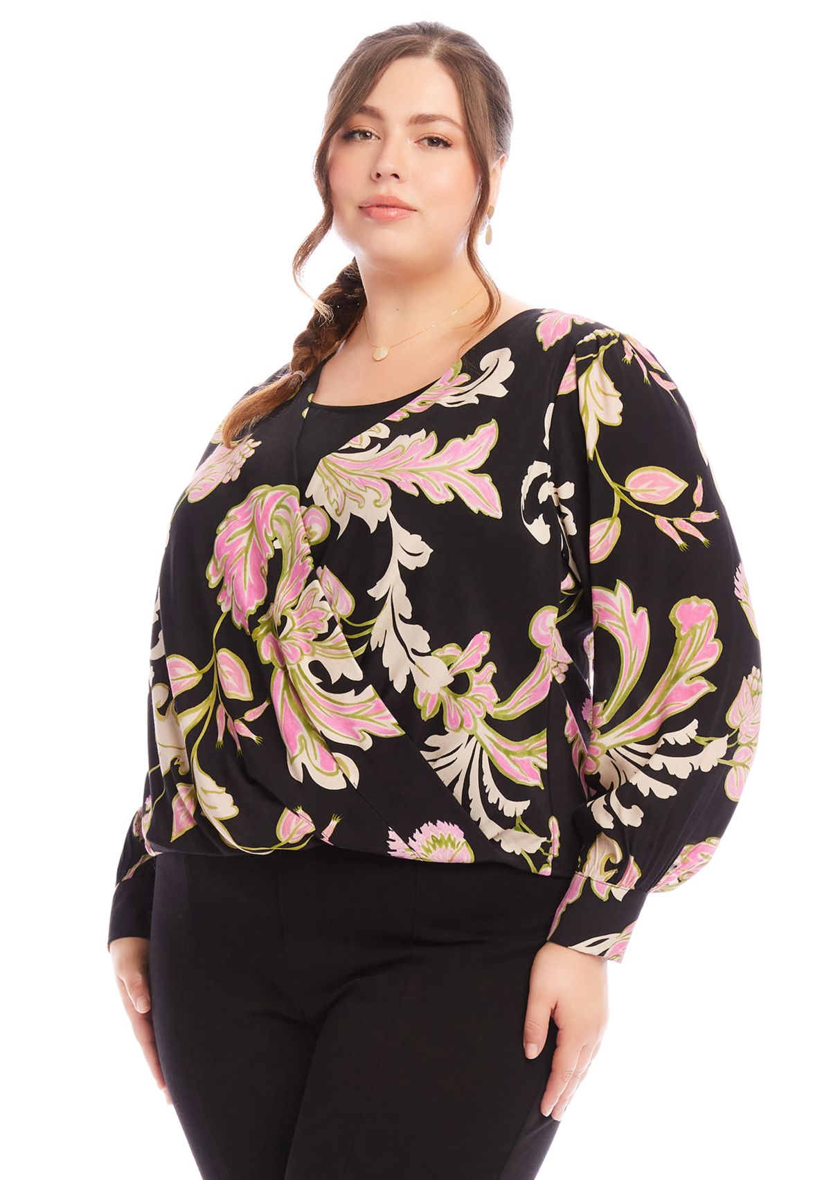 Plus Size Drape Front Top