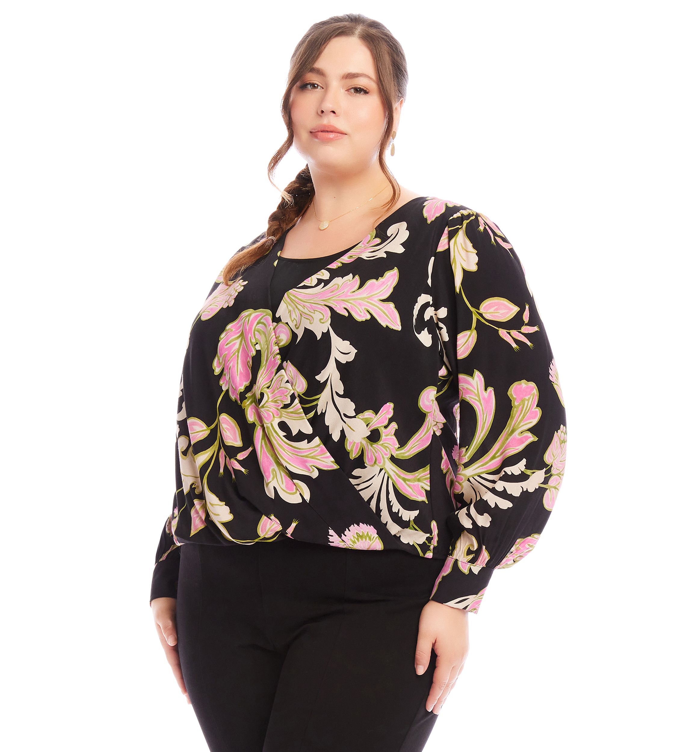 Plus Size Drape Front Top