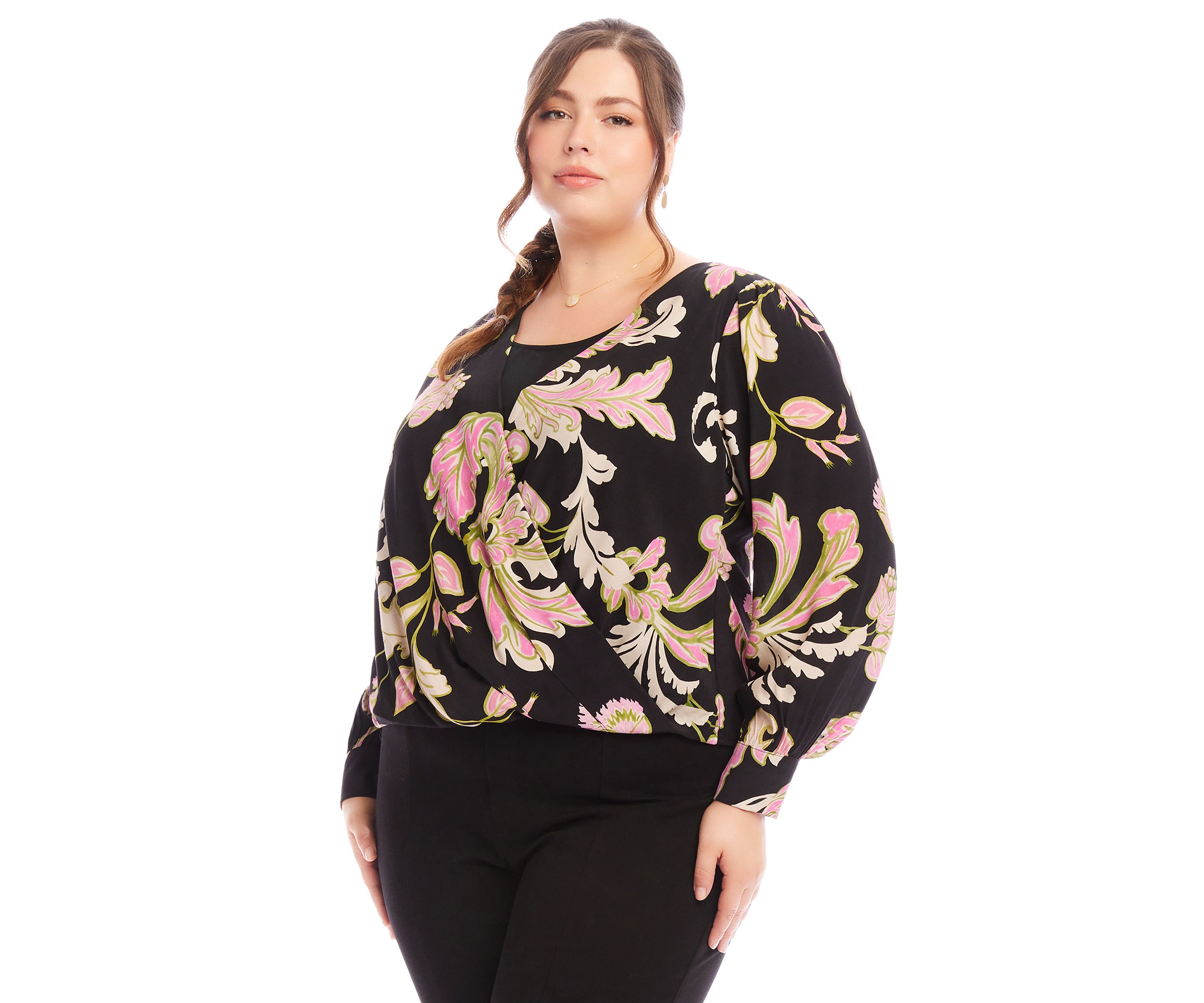 Plus Size Drape Front Top