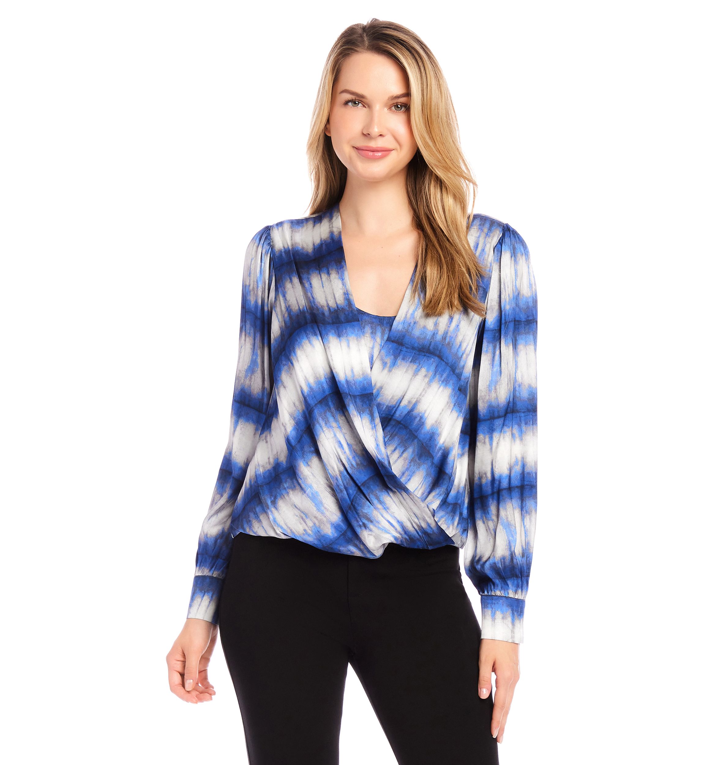 Womens Satin Drape Front Top
