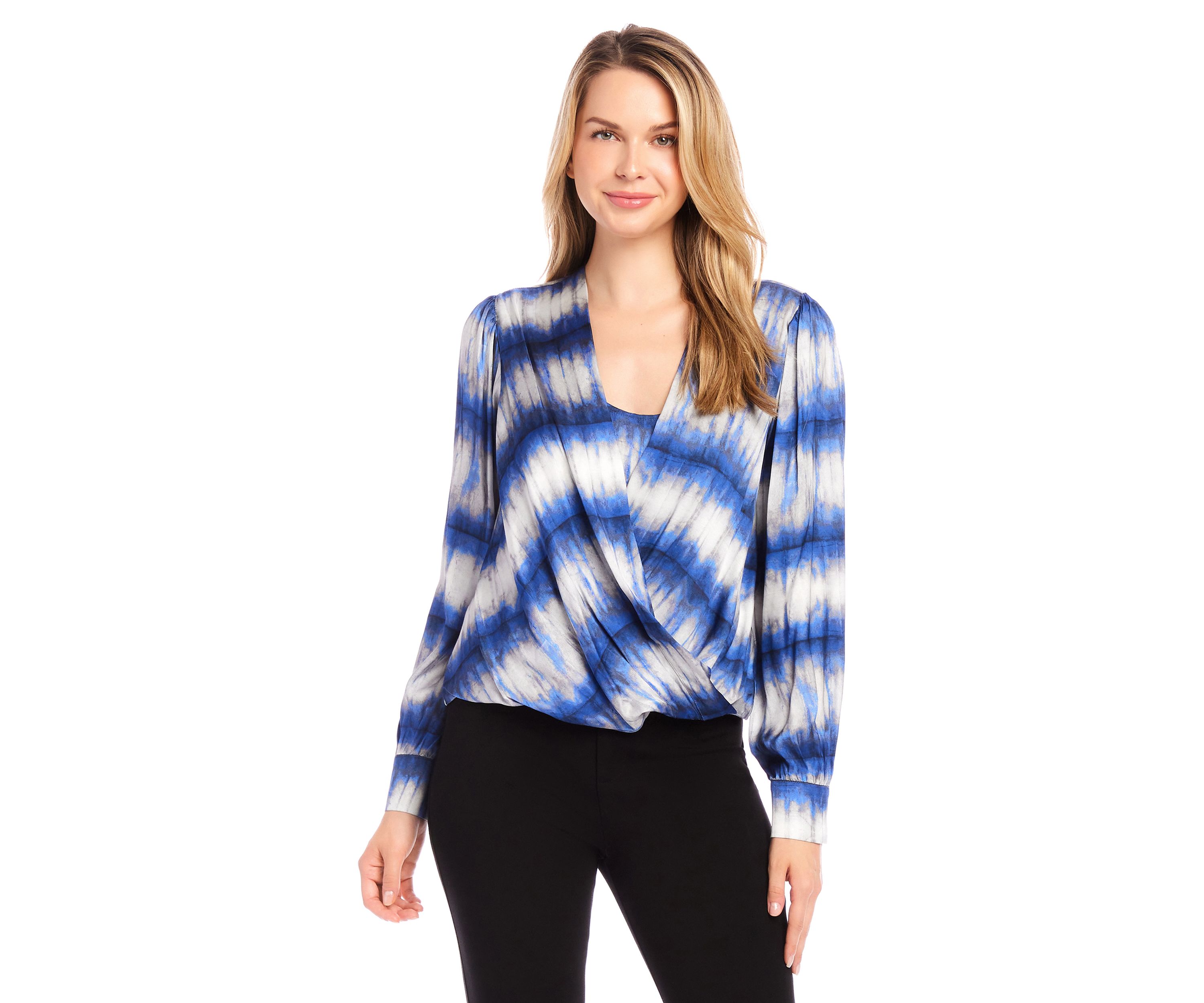 Womens Satin Drape Front Top