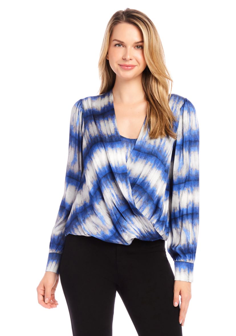 Womens Satin Drape Front Top