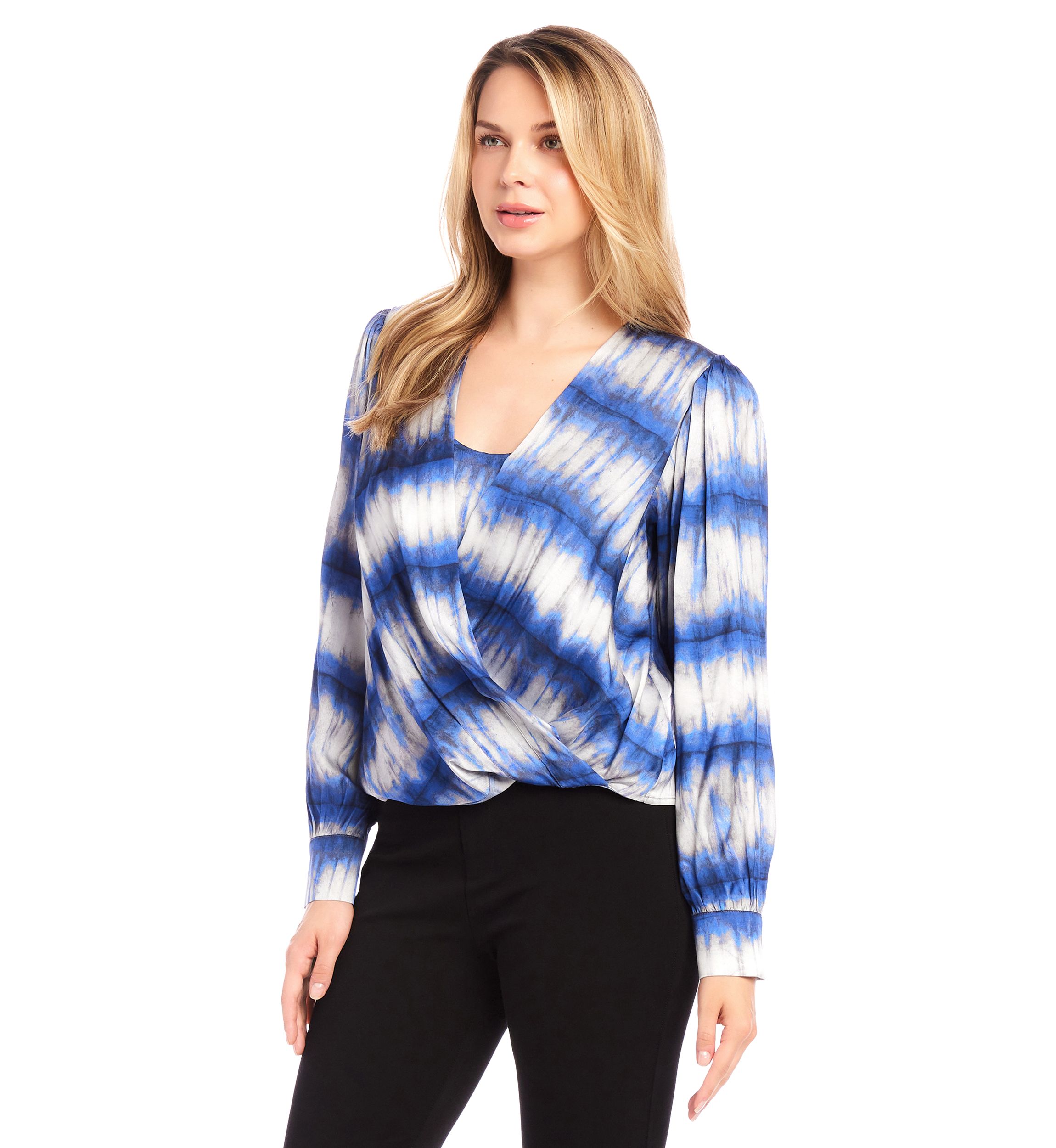 Womens Satin Drape Front Top