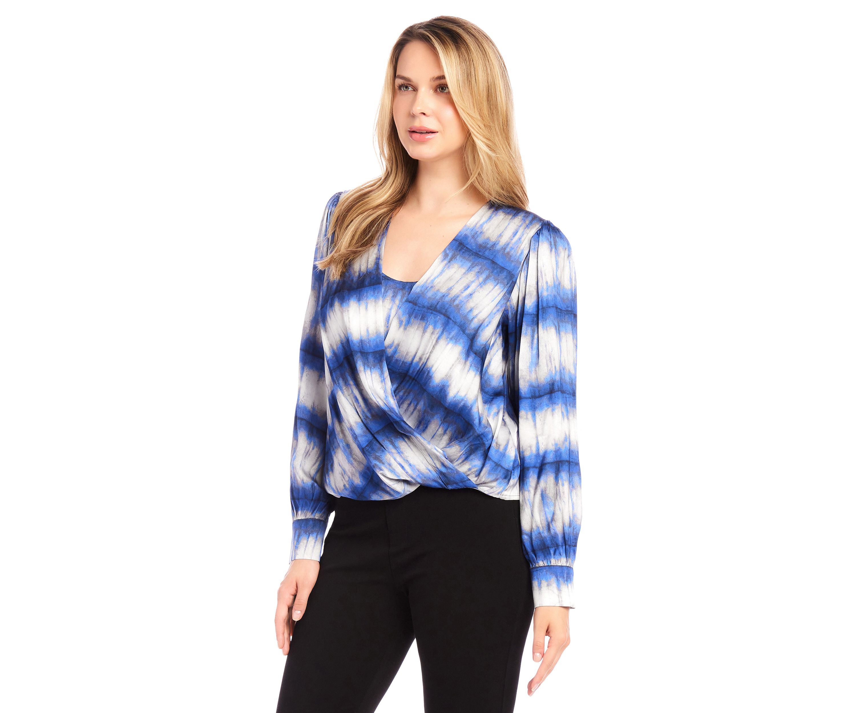 Womens Satin Drape Front Top