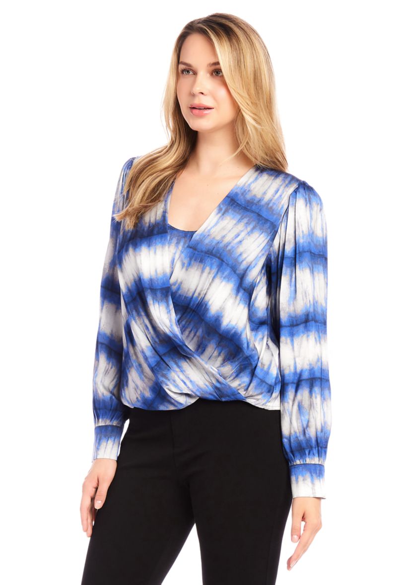Womens Satin Drape Front Top