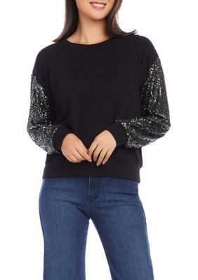 Women's Sequin Sleeve Top