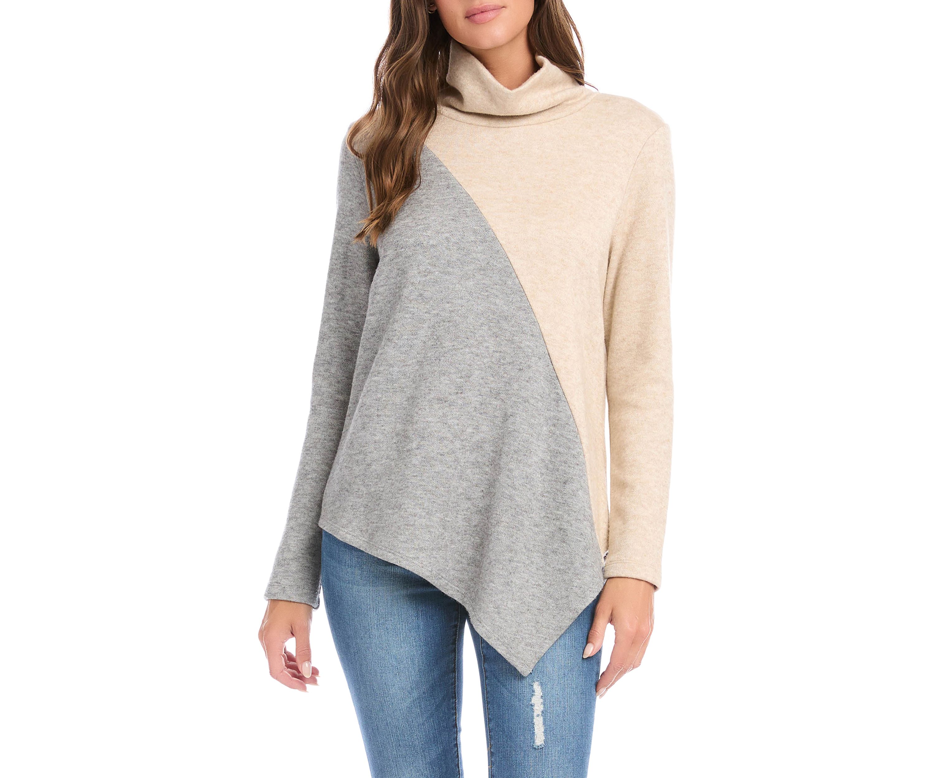Womens Color Block Asymmetric Top