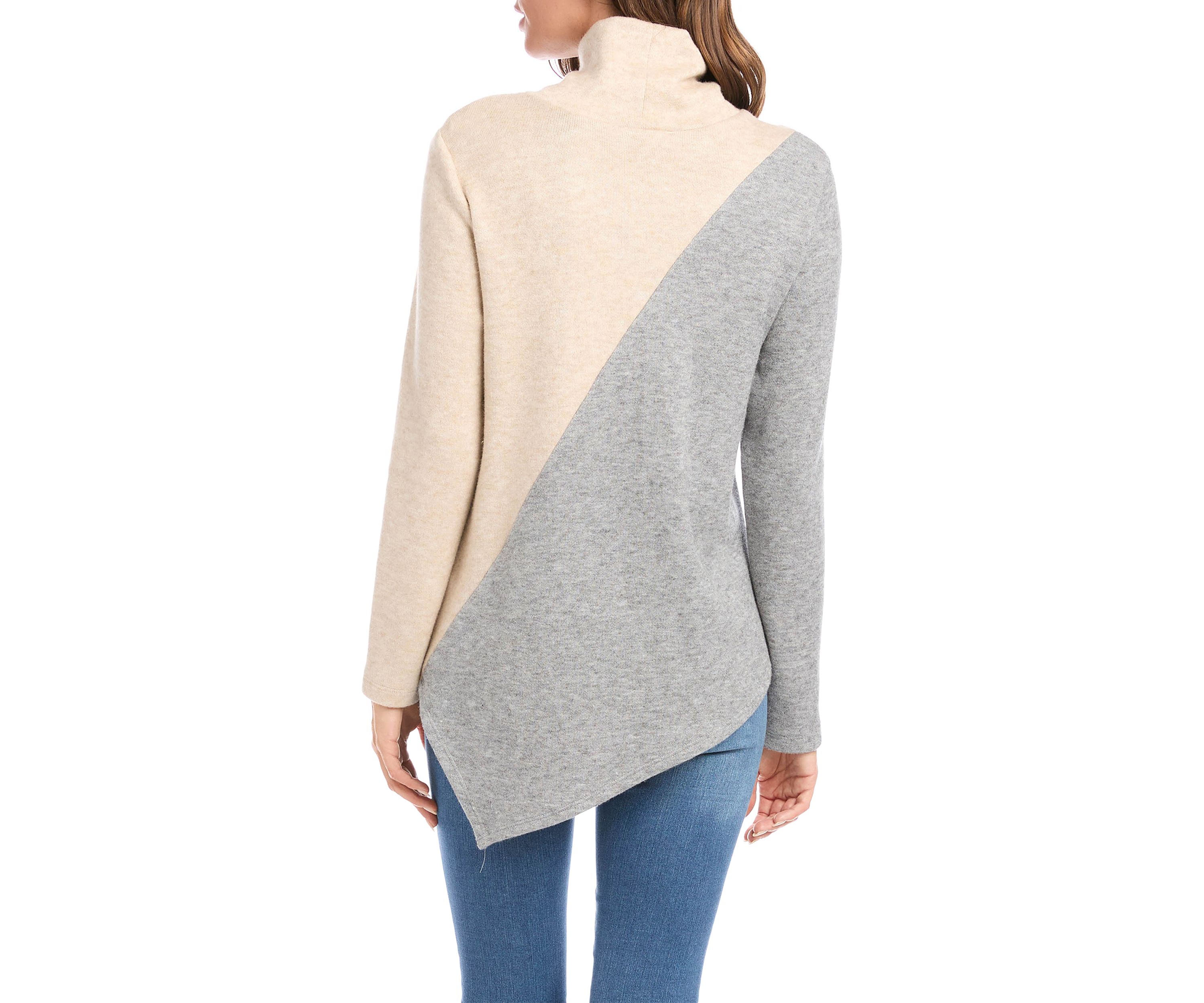 Womens Color Block Asymmetric Top