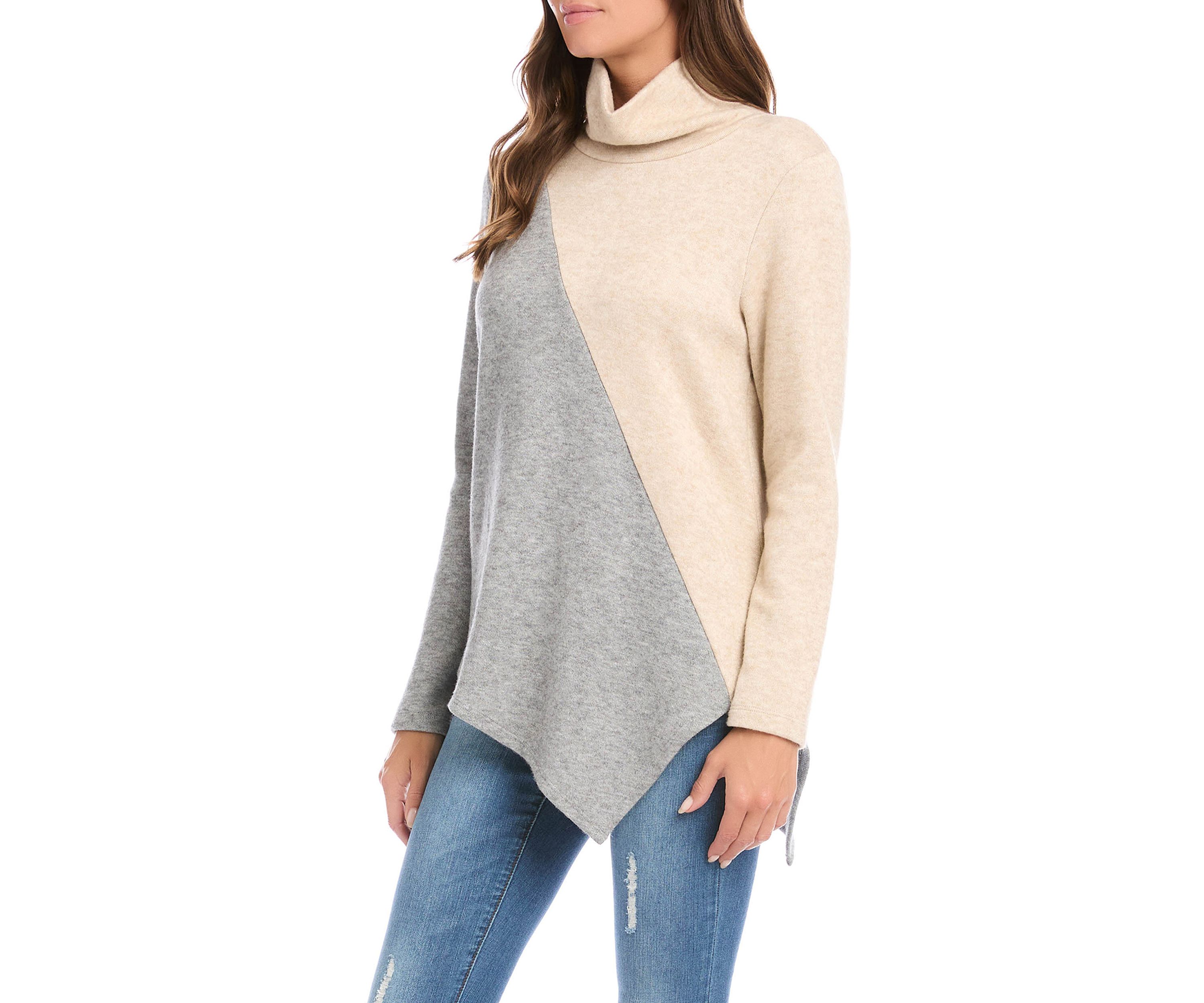 Womens Color Block Asymmetric Top