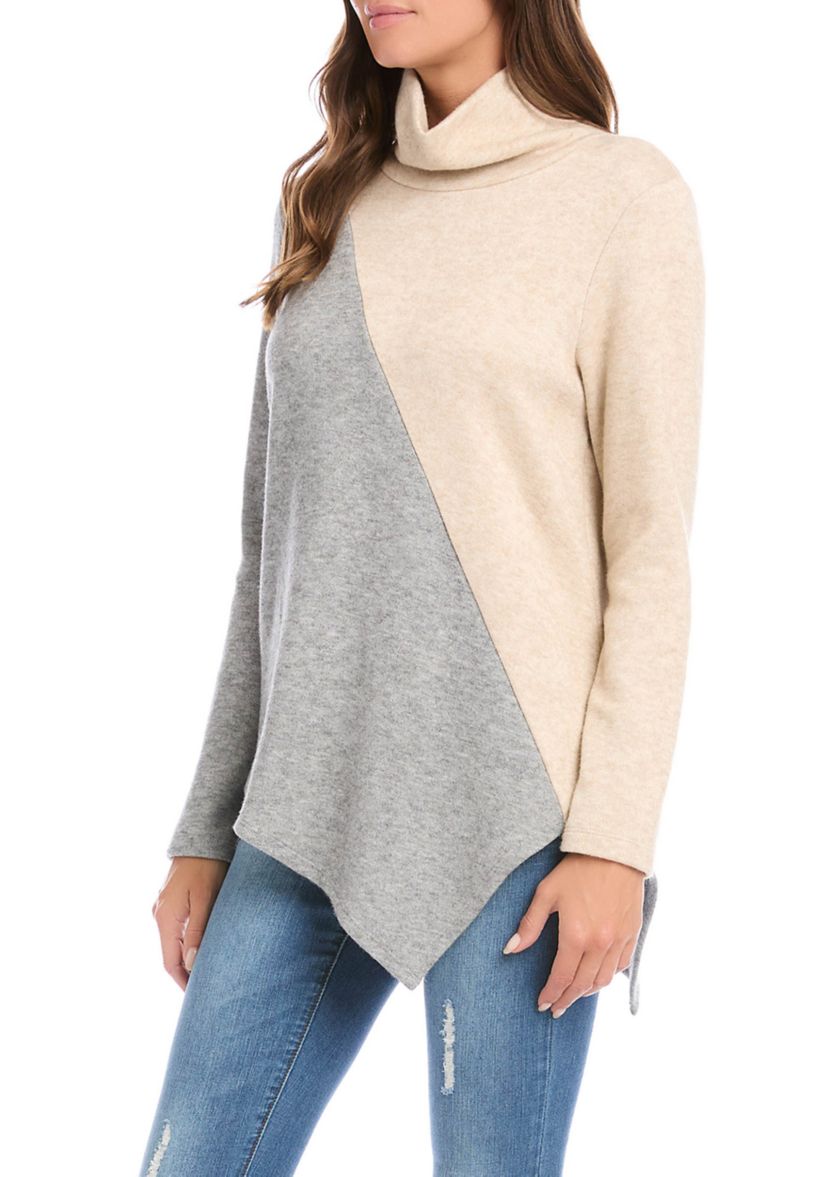 Womens Color Block Asymmetric Top