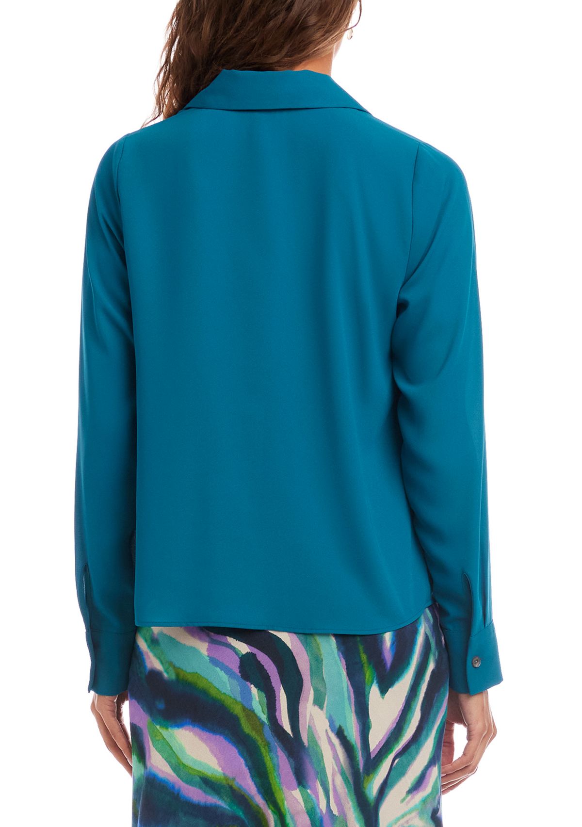 Womens Long Sleeve Collared Cowl Neck Top