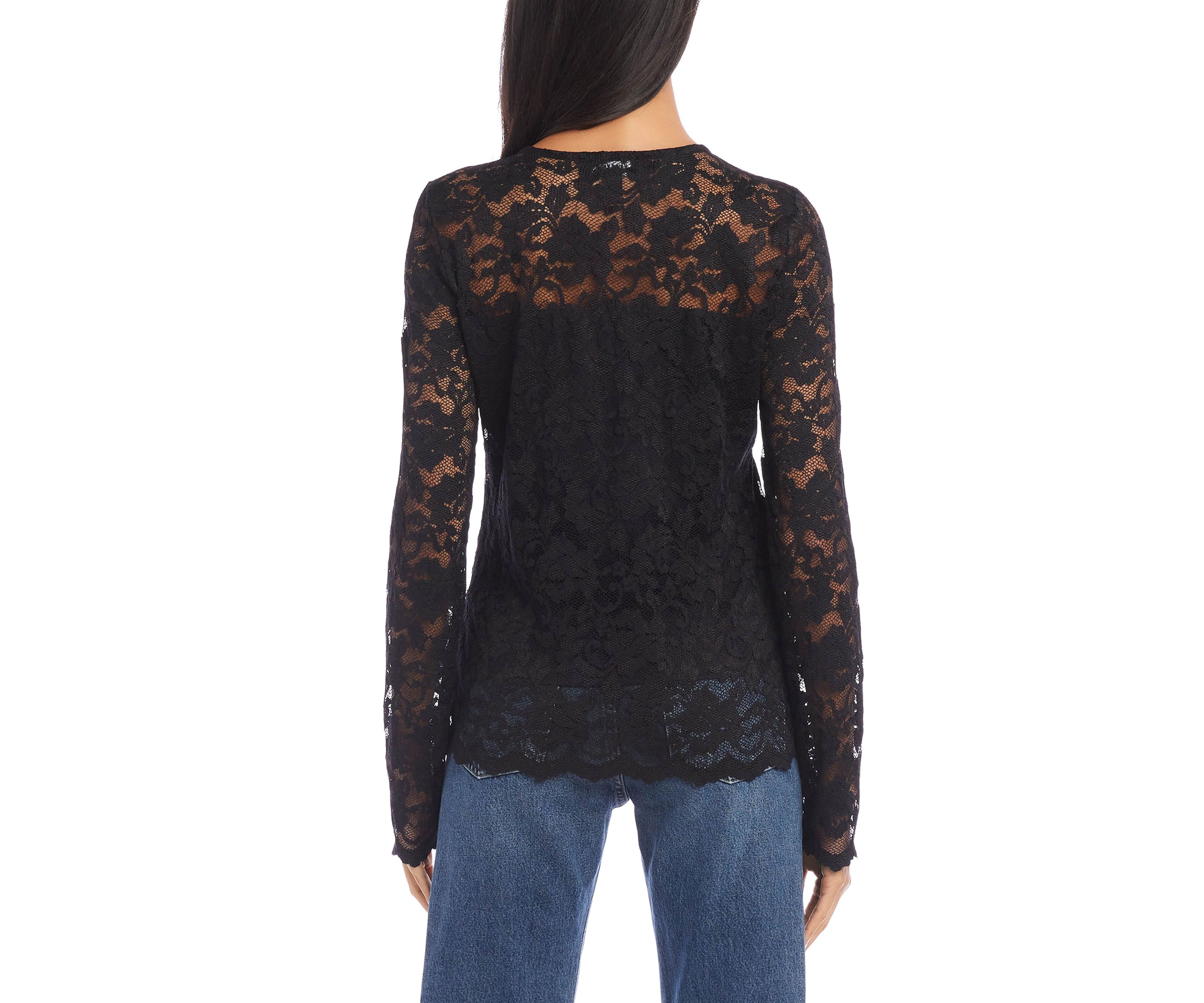 Petite Size Scalloped Hem Lace Top