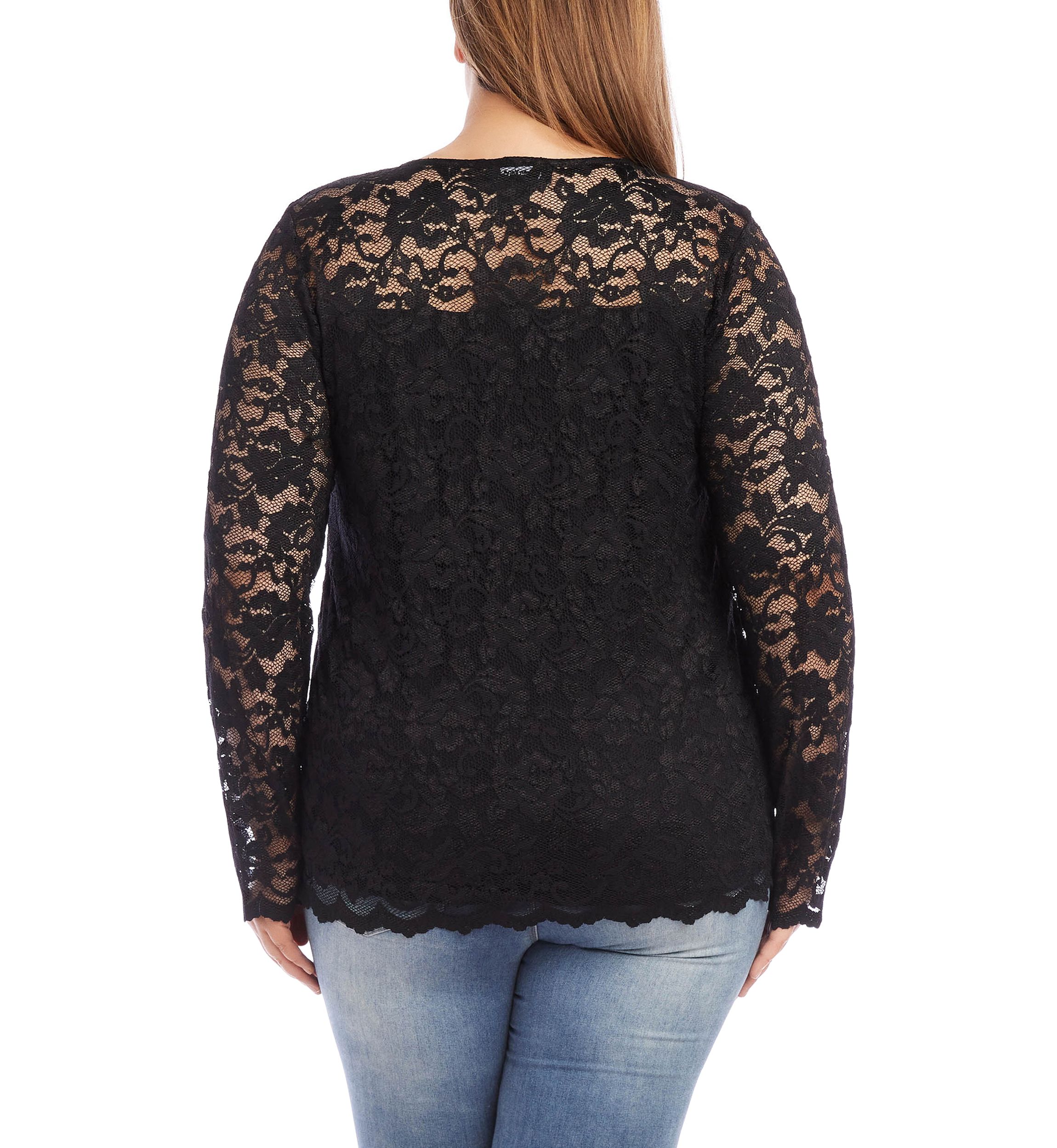 Plus Size Scalloped Hem Lace Top