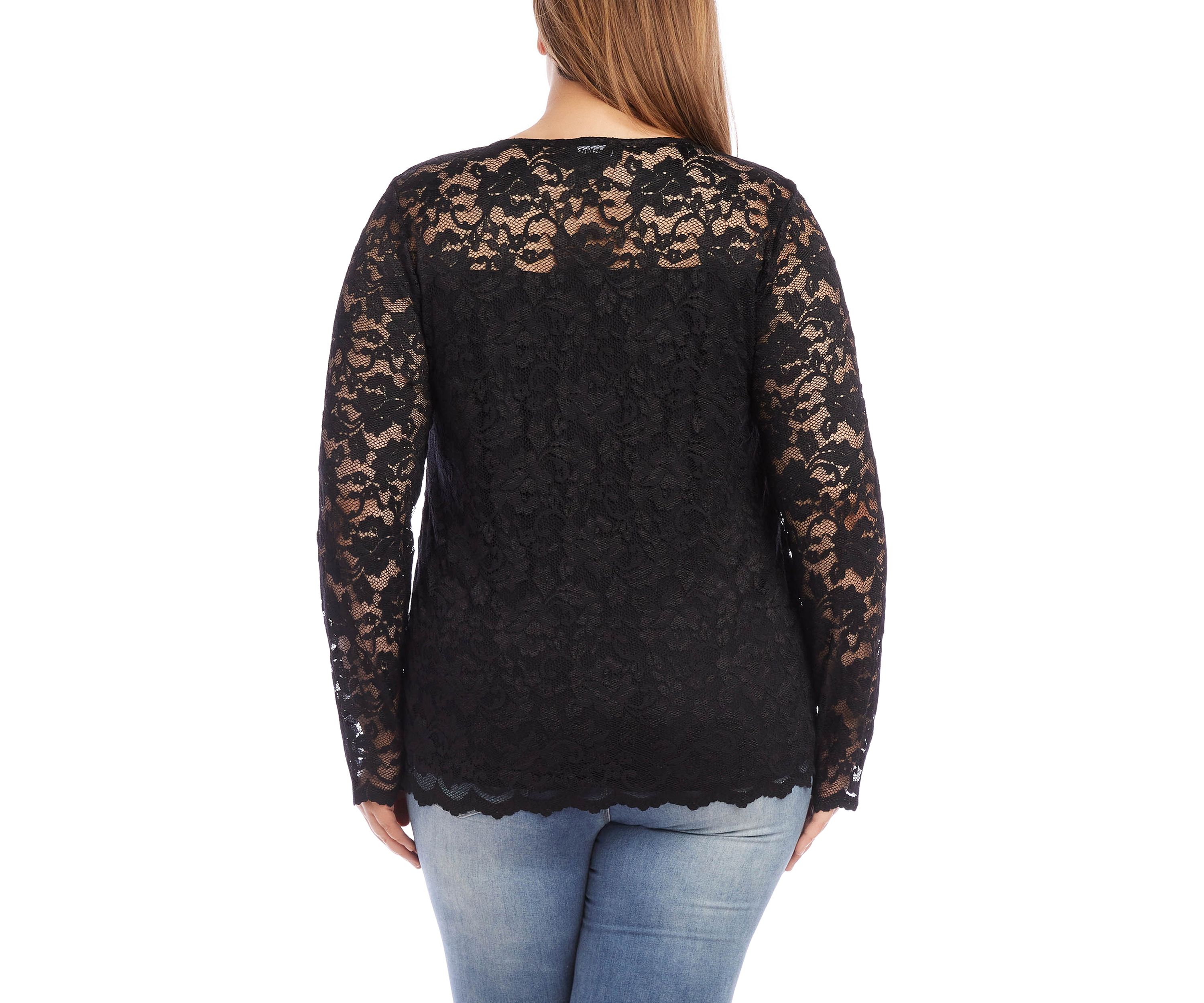 Plus Size Scalloped Hem Lace Top