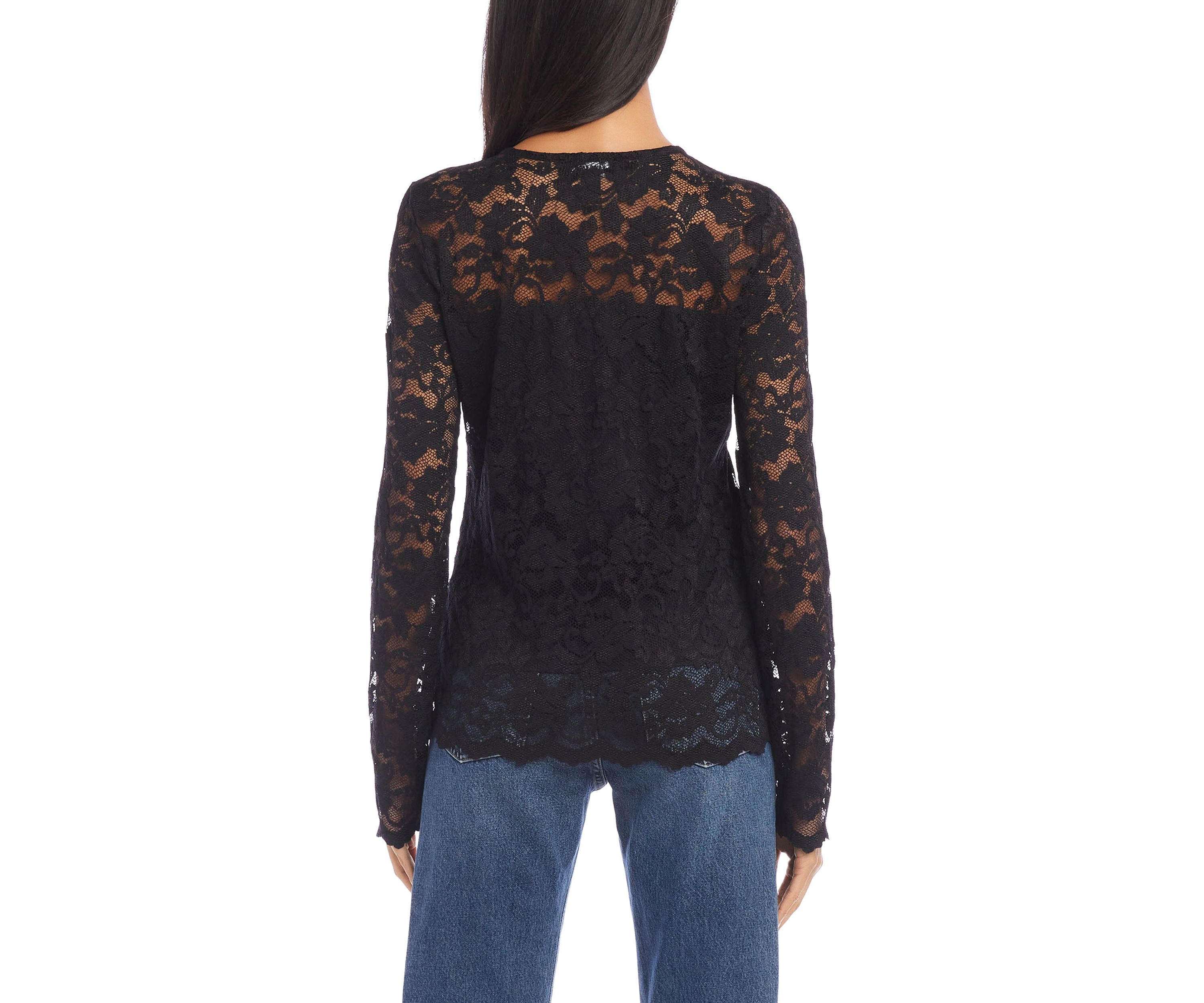 Womens Scalloped Hem Lace Top