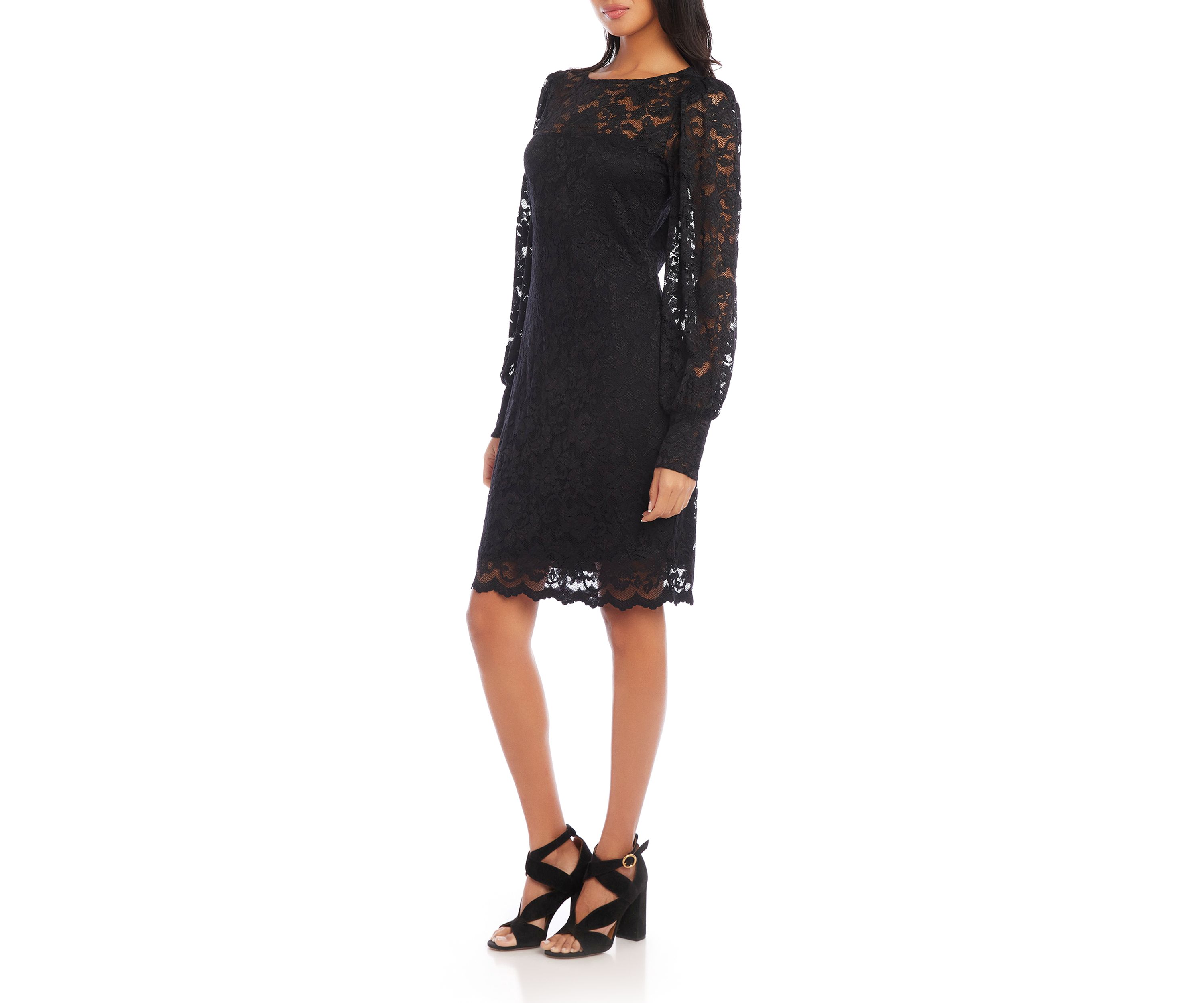 Petite Size Lace Boat Neck Dress