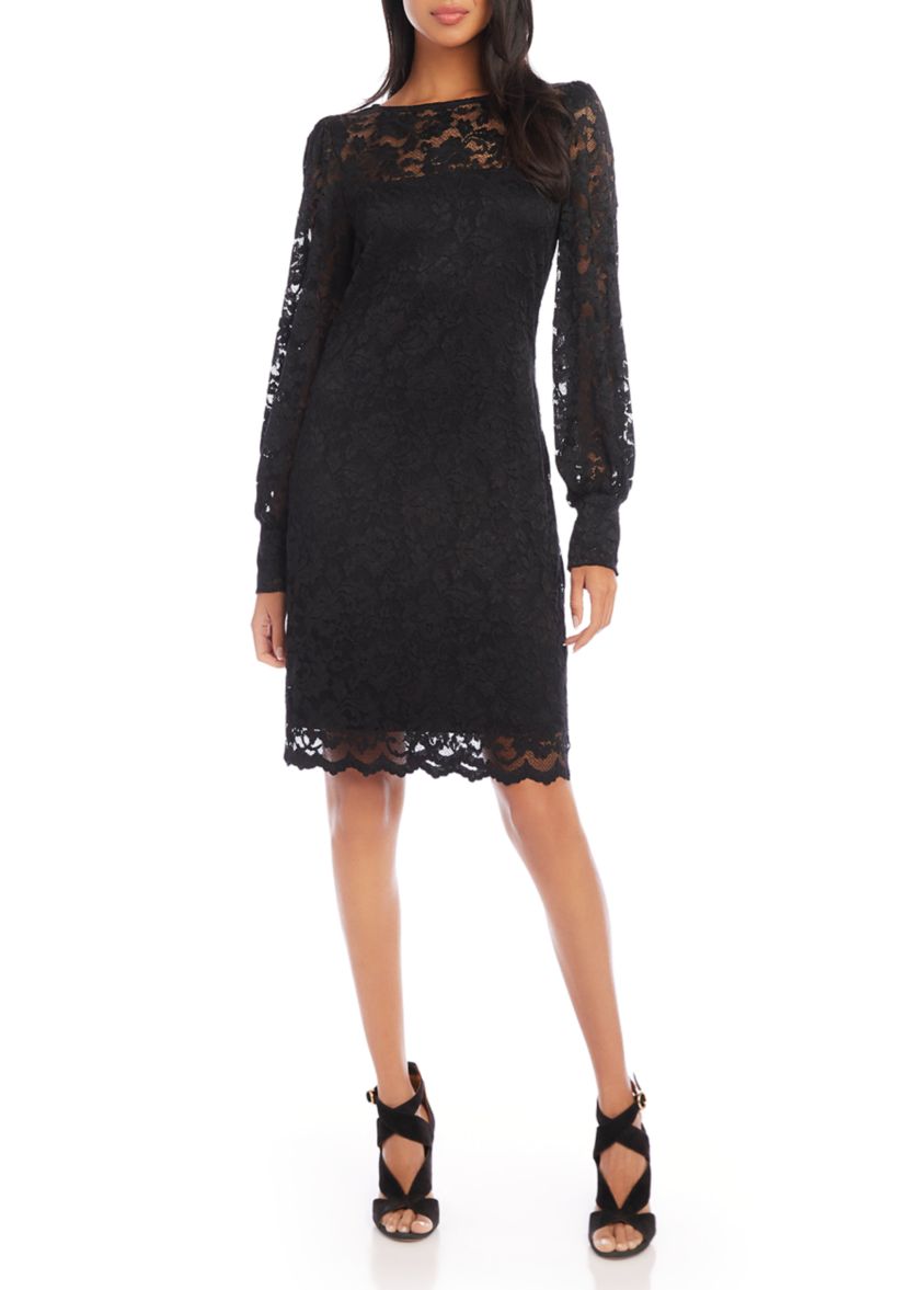 Petite Size Lace Boat Neck Dress