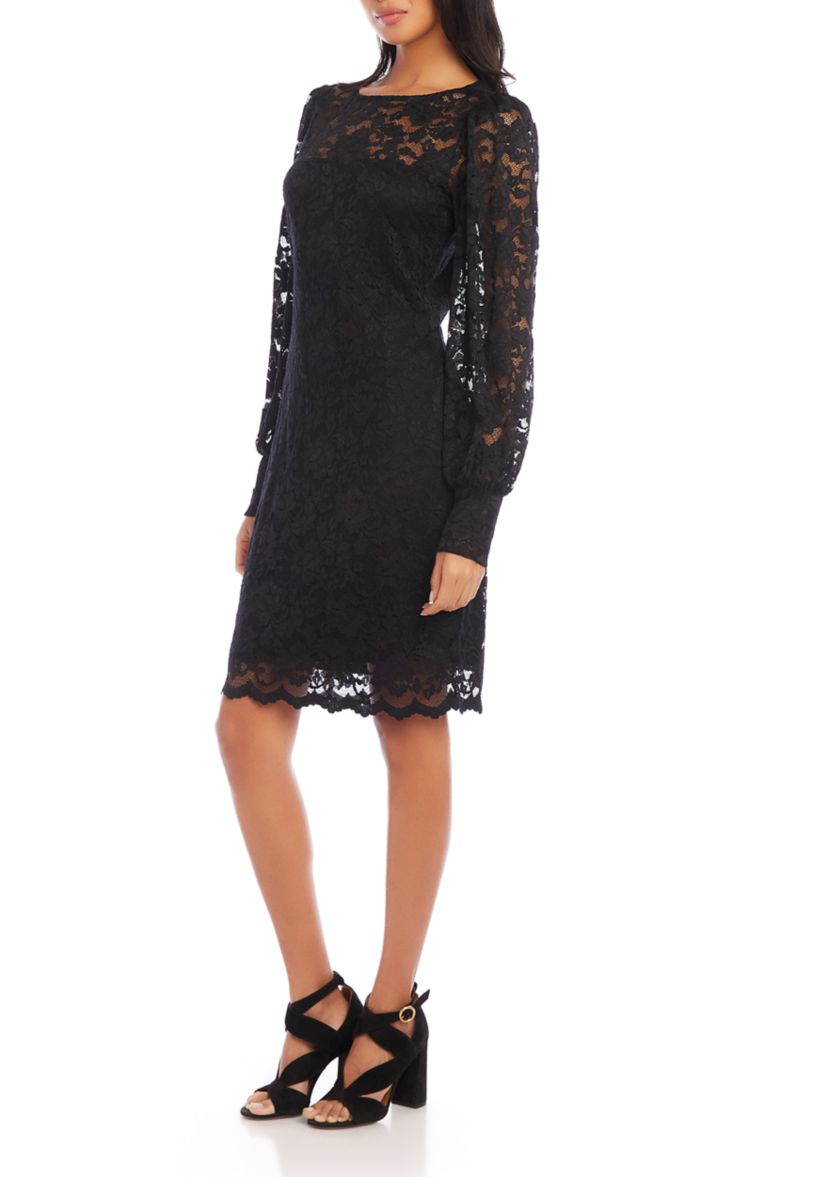 Womens Lace Boat Neck Dress