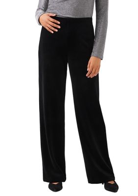 Karen Kane Women's Petite Size Velvet Ribbed Full Length Wide-Leg Pants, PXL