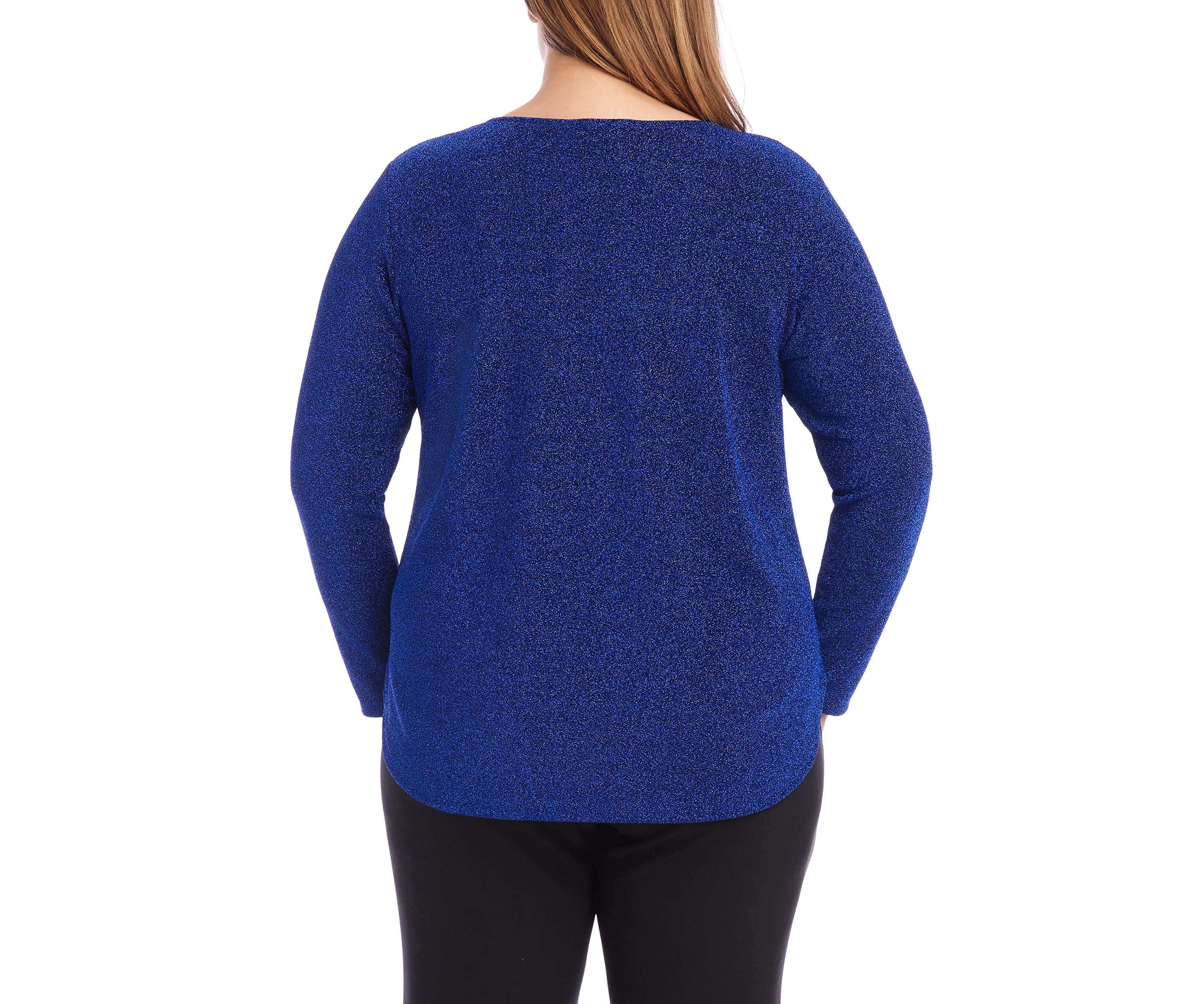 Plus Size Metallic Knit Shirttail Top