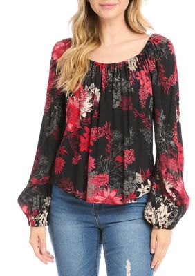 Women's Blouson Sleeve Peasant Top