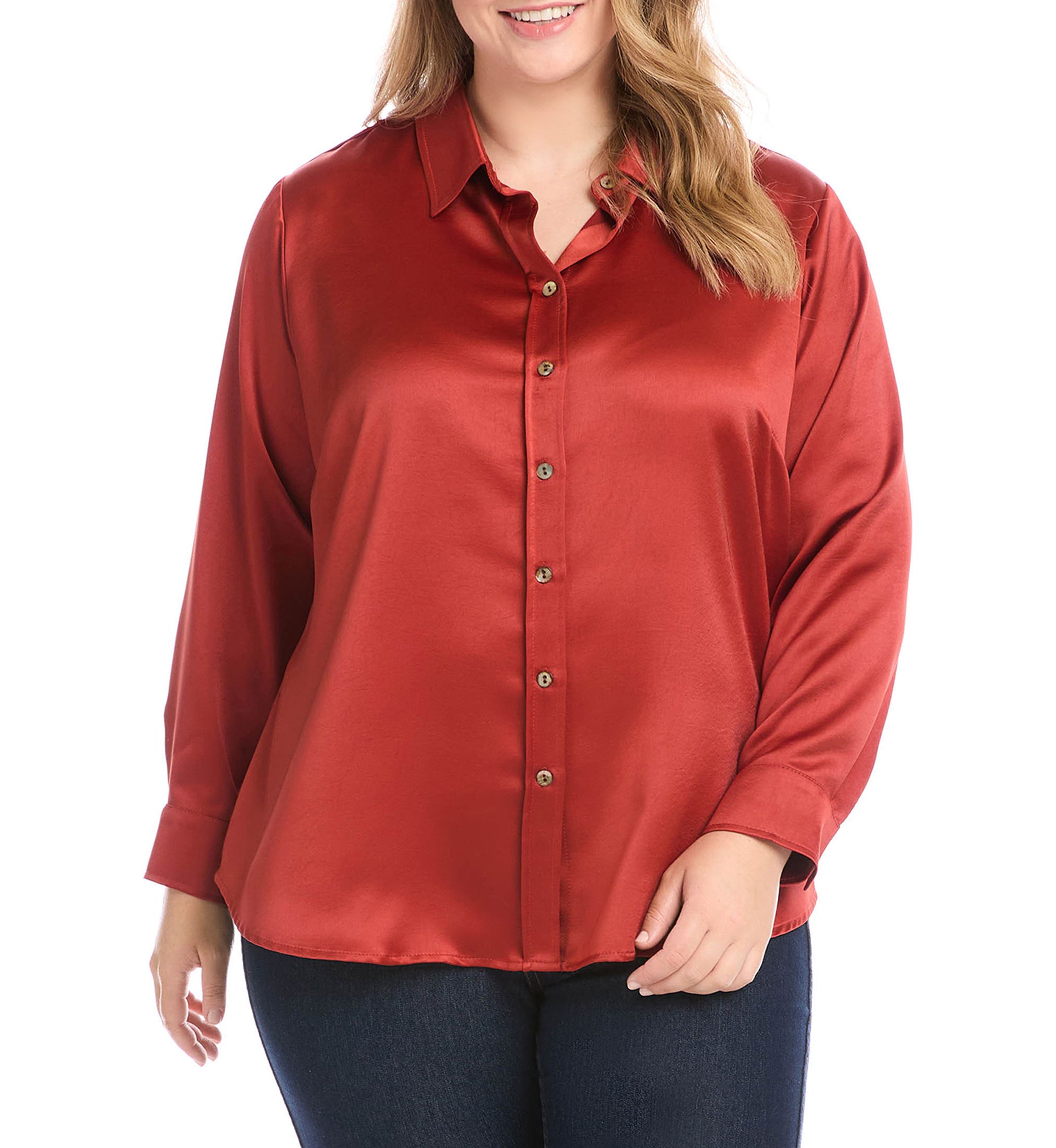 Plus Size Long Sleeve Button Up Shirt