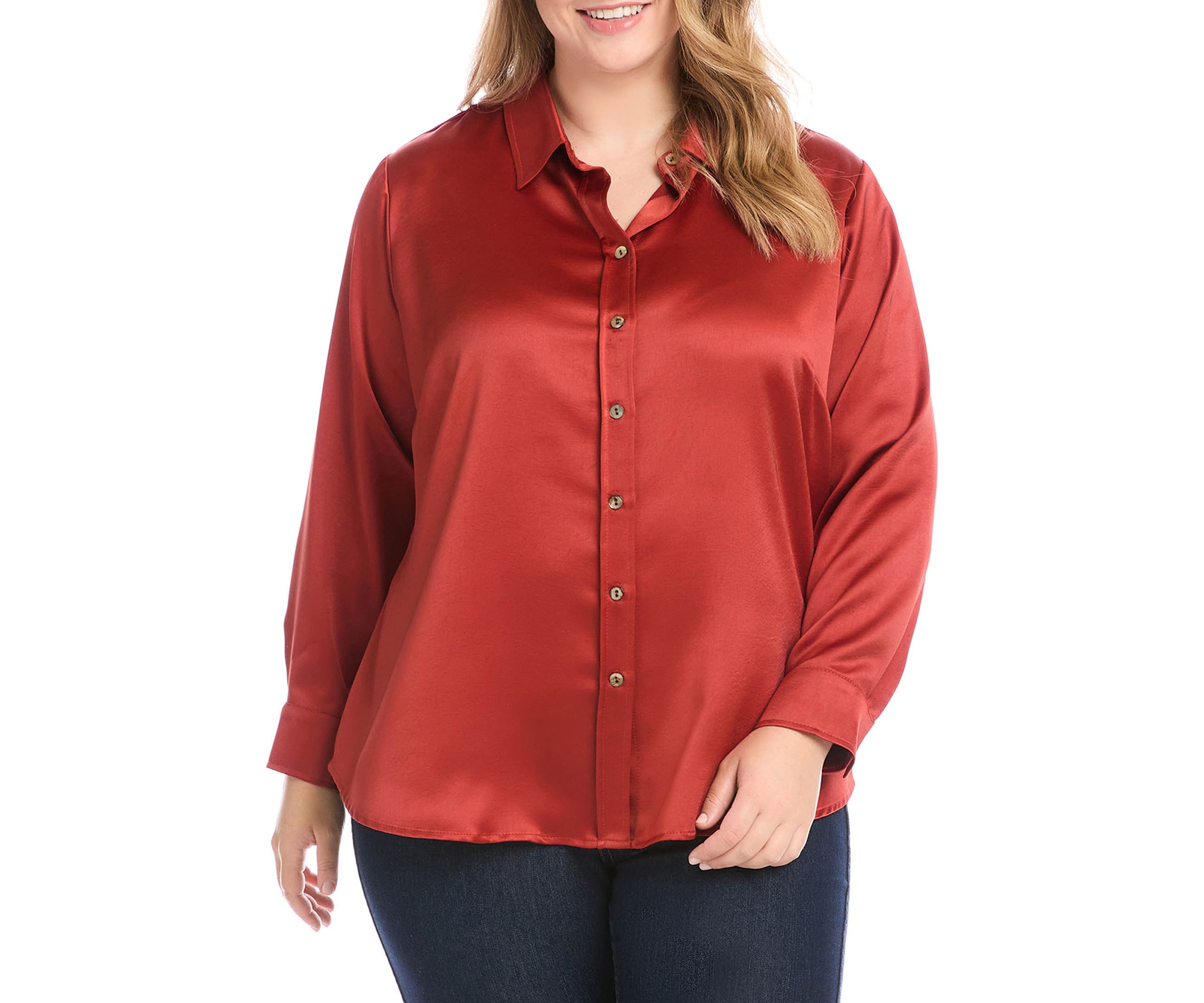 Plus Size Long Sleeve Button Up Shirt